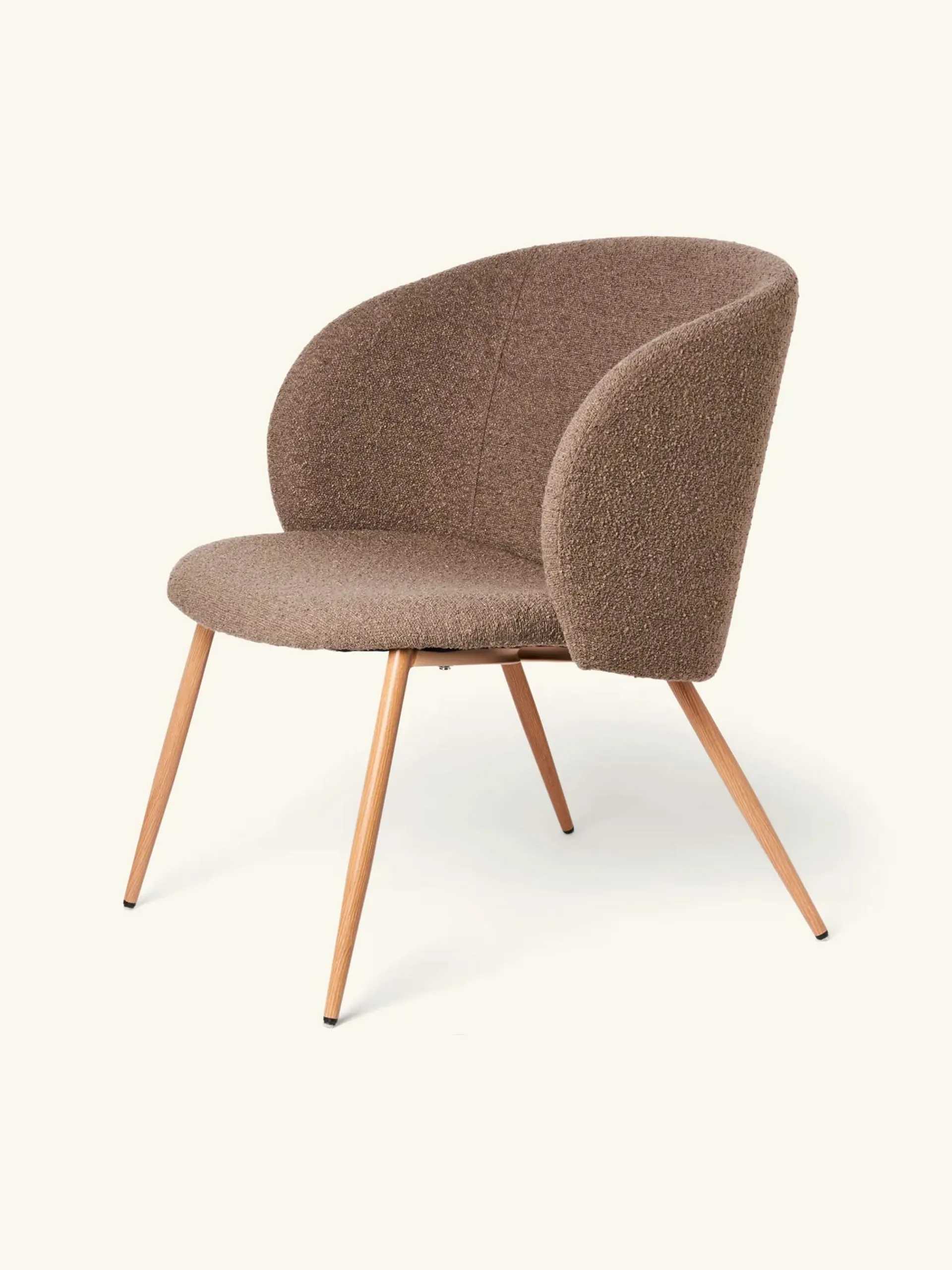 Lounge chair with bouclé fabric