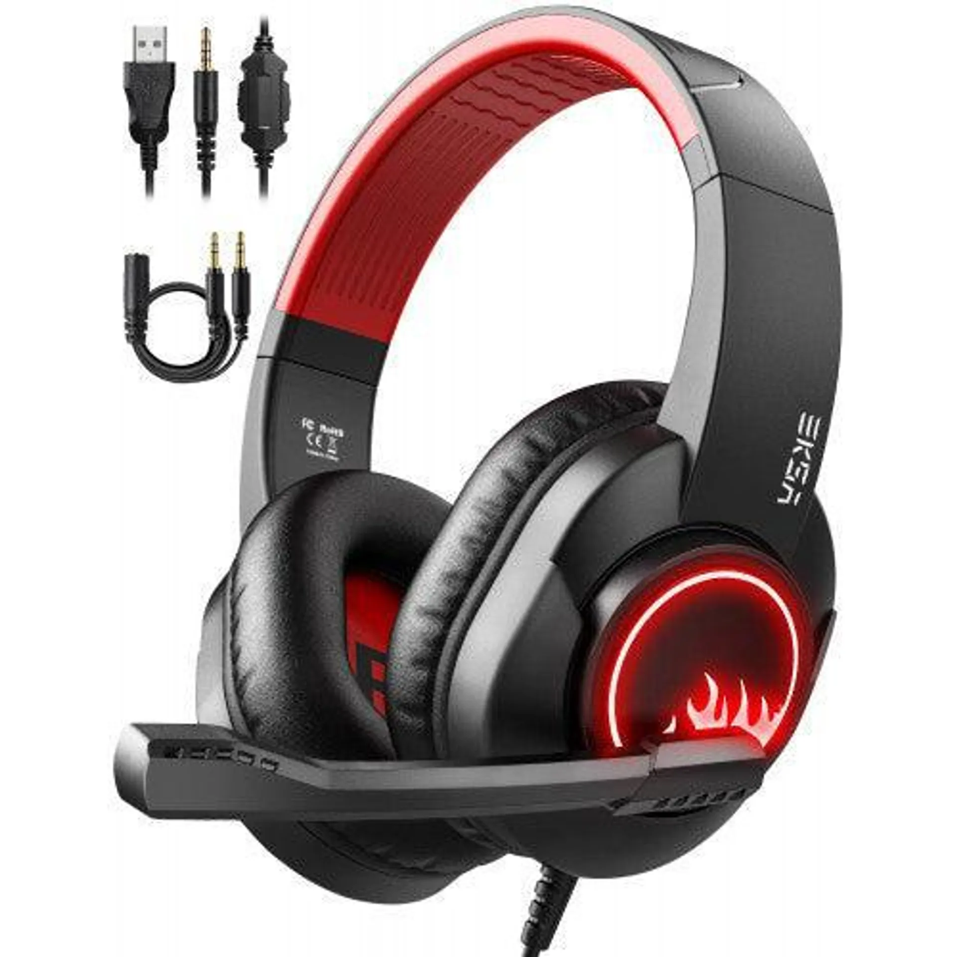 Eksa T8 Stereo Over-Ear Wired Gaming Headset - Black & Red | EKSA-T8