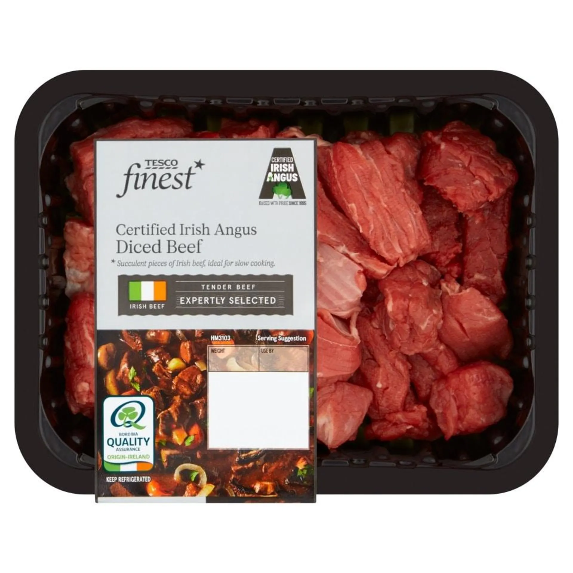 Tesco Finest Irish Angus Diced Beef 390G