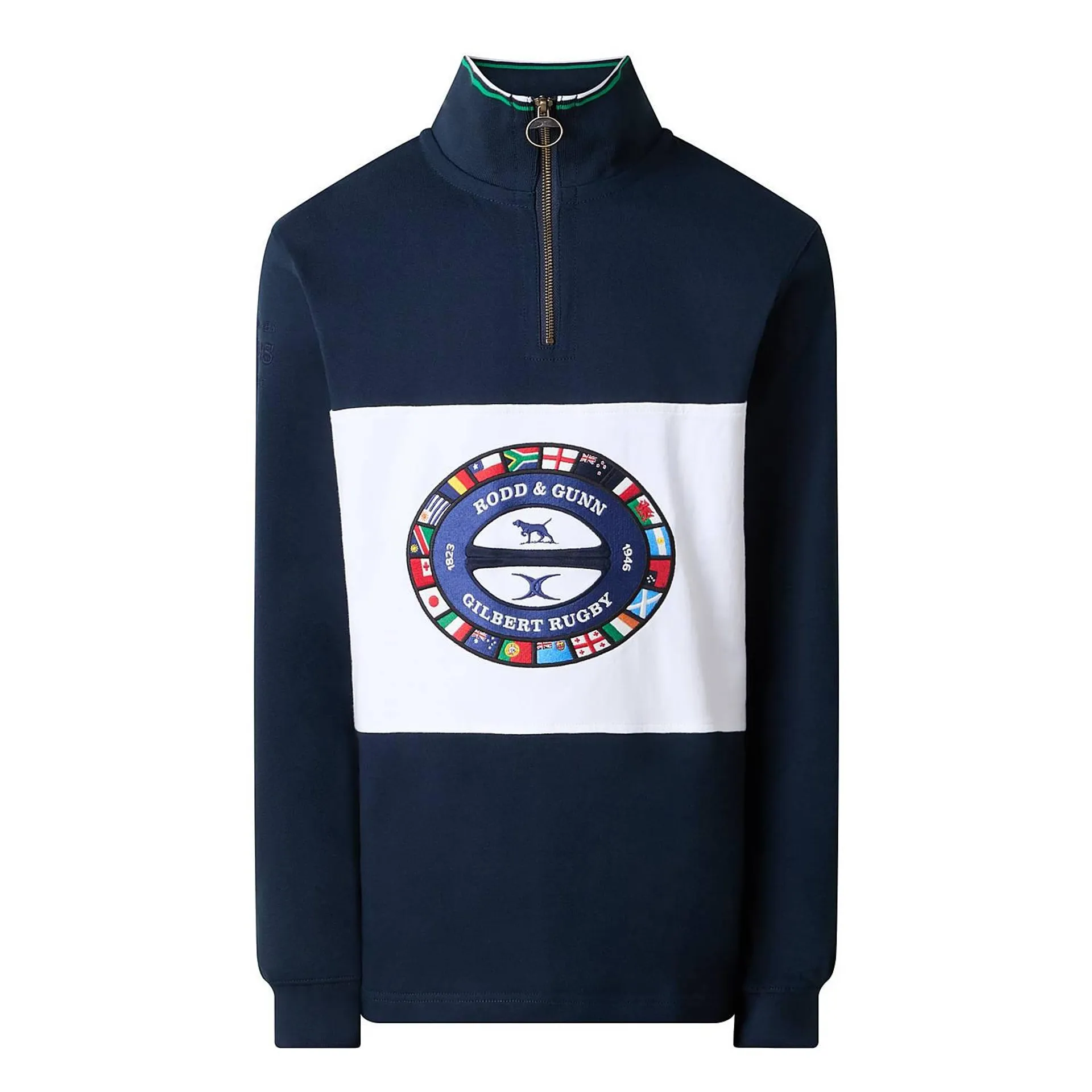 Rugby Flag Embroidered Half-Zip Sweatshirt