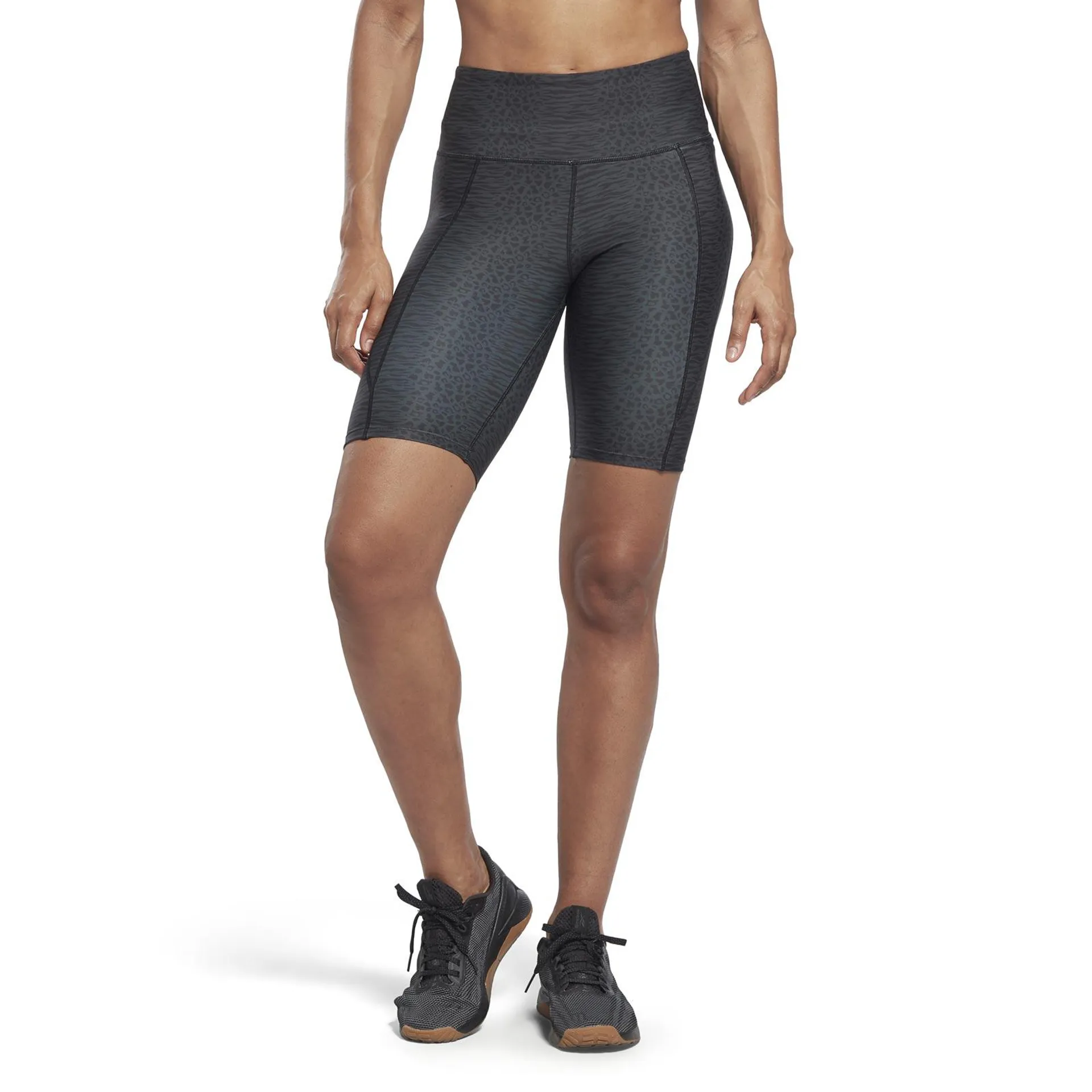 REEBOK LUX BOLD WOMENS HIGH-WAISTED MODERN SAFARI SHORT TIGHTS