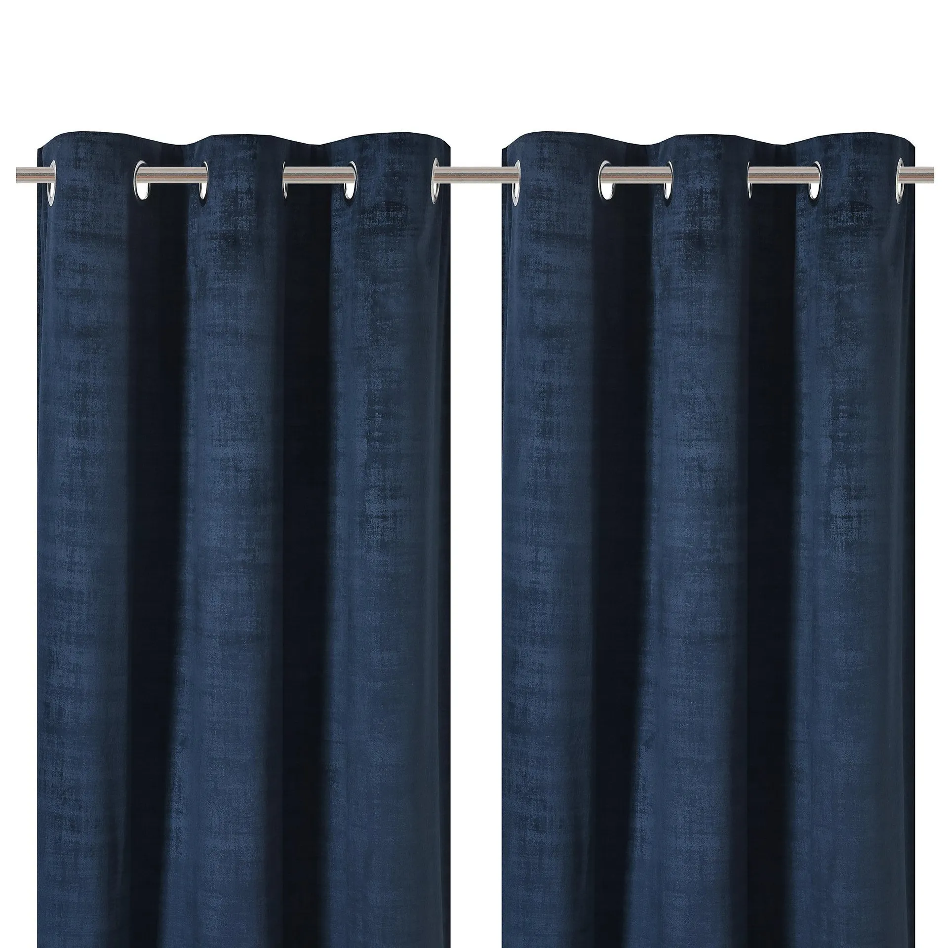 Ruvor Navy Plain woven Lined Eyelet Curtain (W)167cm (L)183cm, Pair