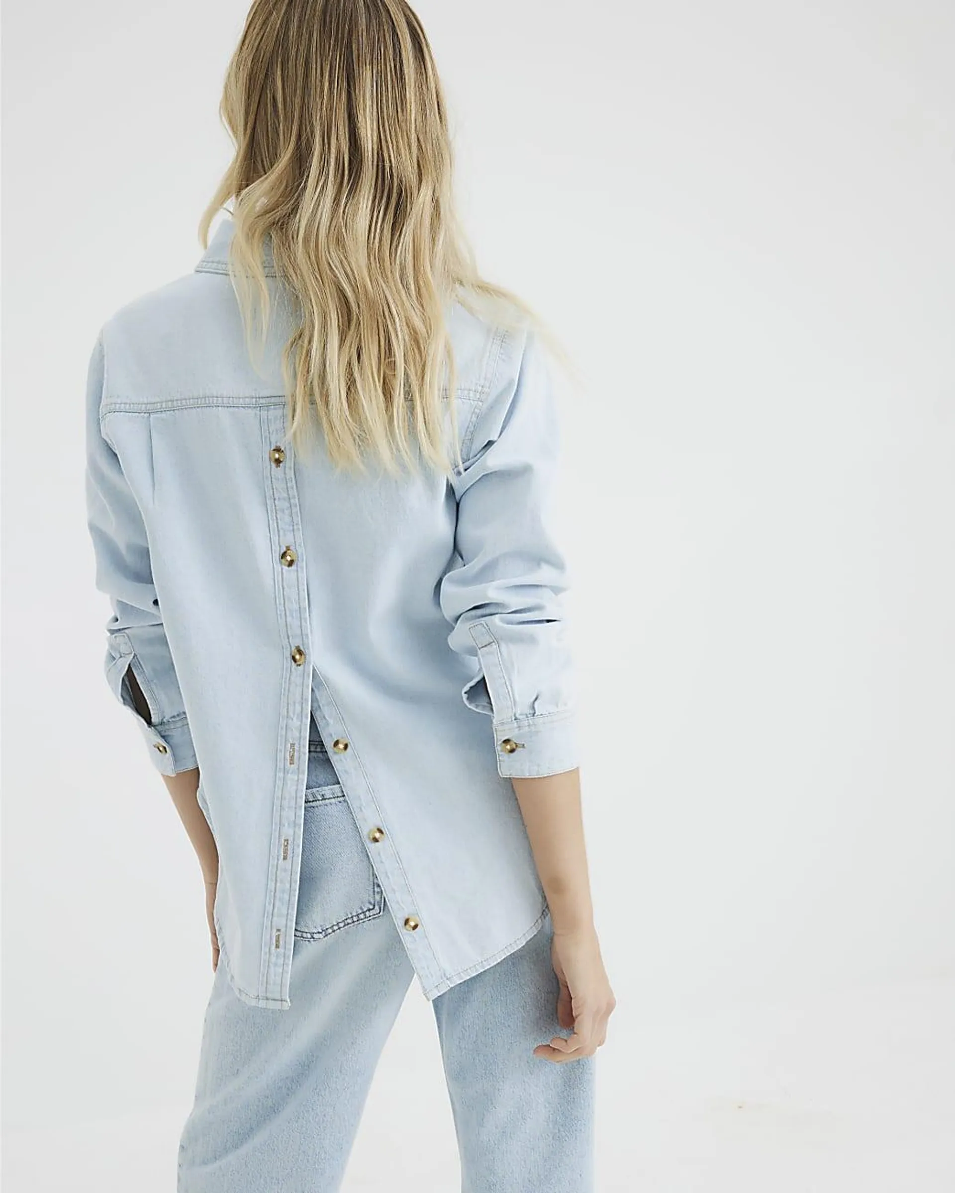 Blue Denim Button Back Shirt