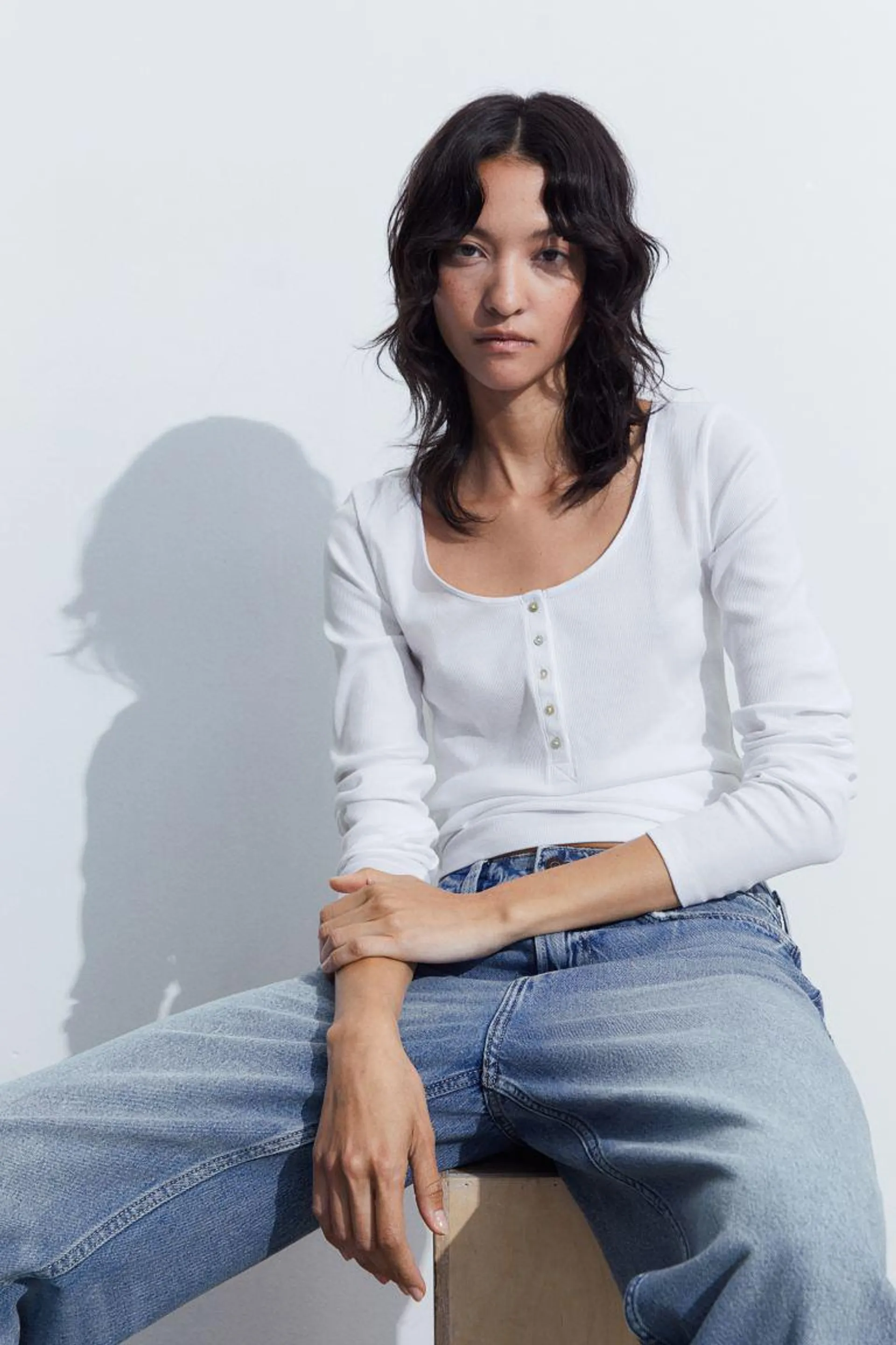 Ribbed Henley top