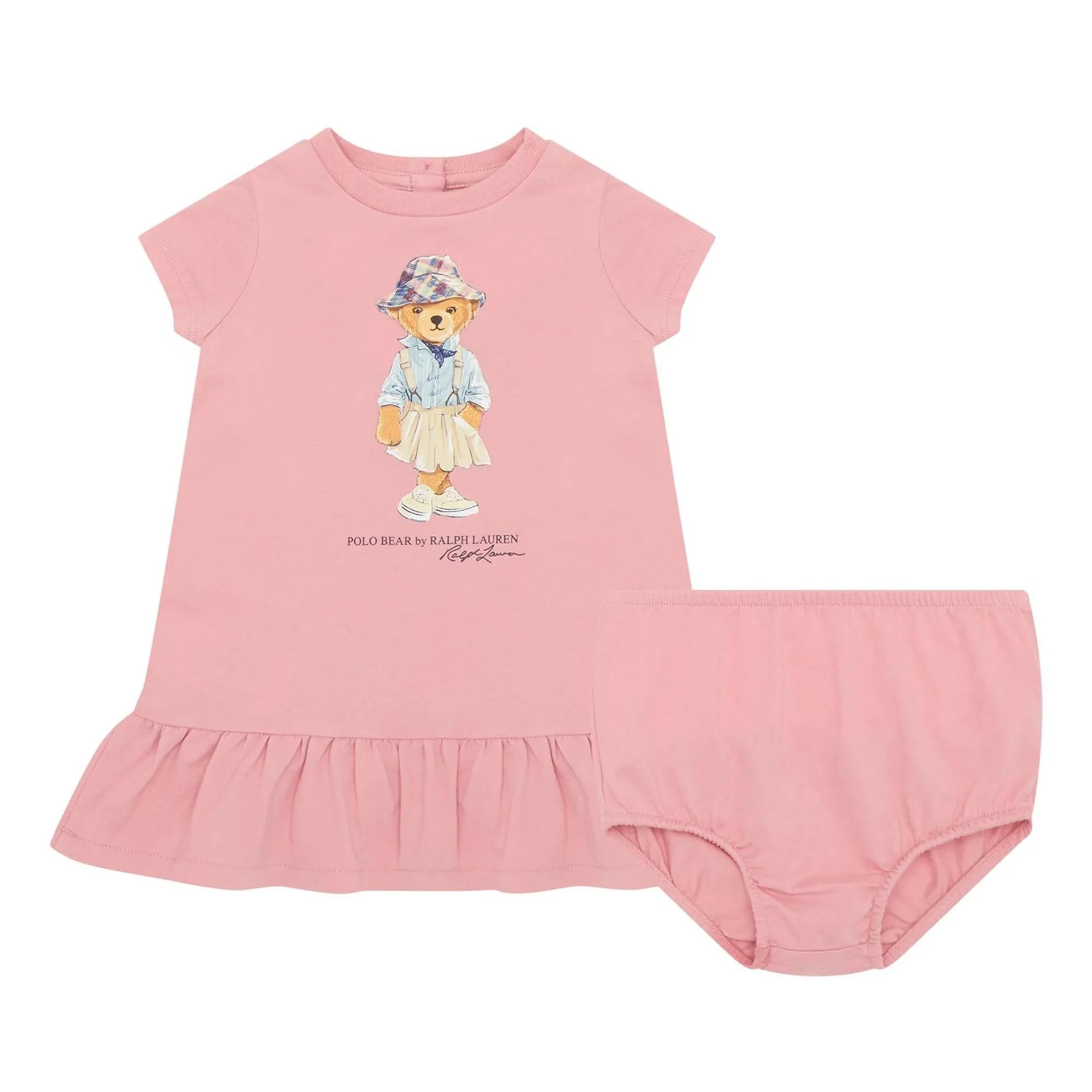 Two-Piece Polo Bear Teddy Dress & Bloomer Set