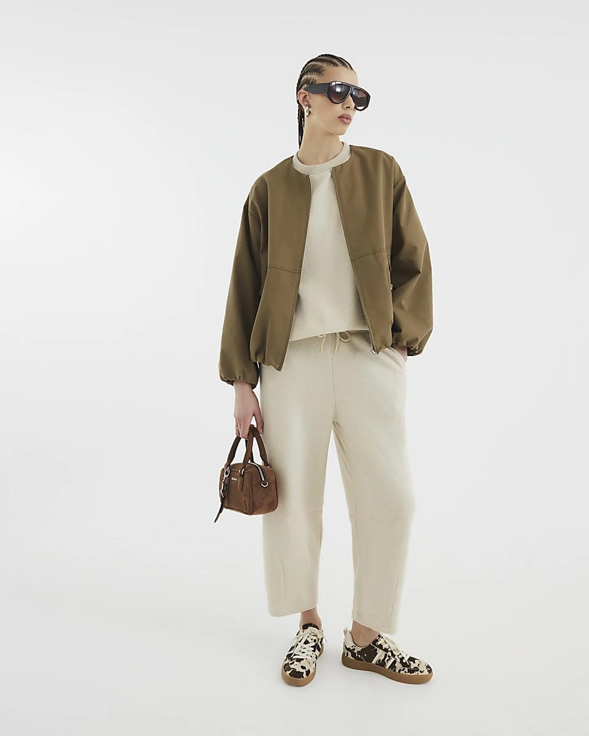 Beige Cosy Barrel Leg Joggers