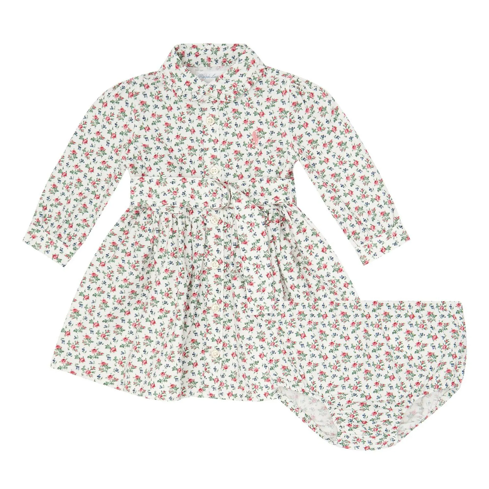 Two-Piece Floral Print Dress & Bloomer Set