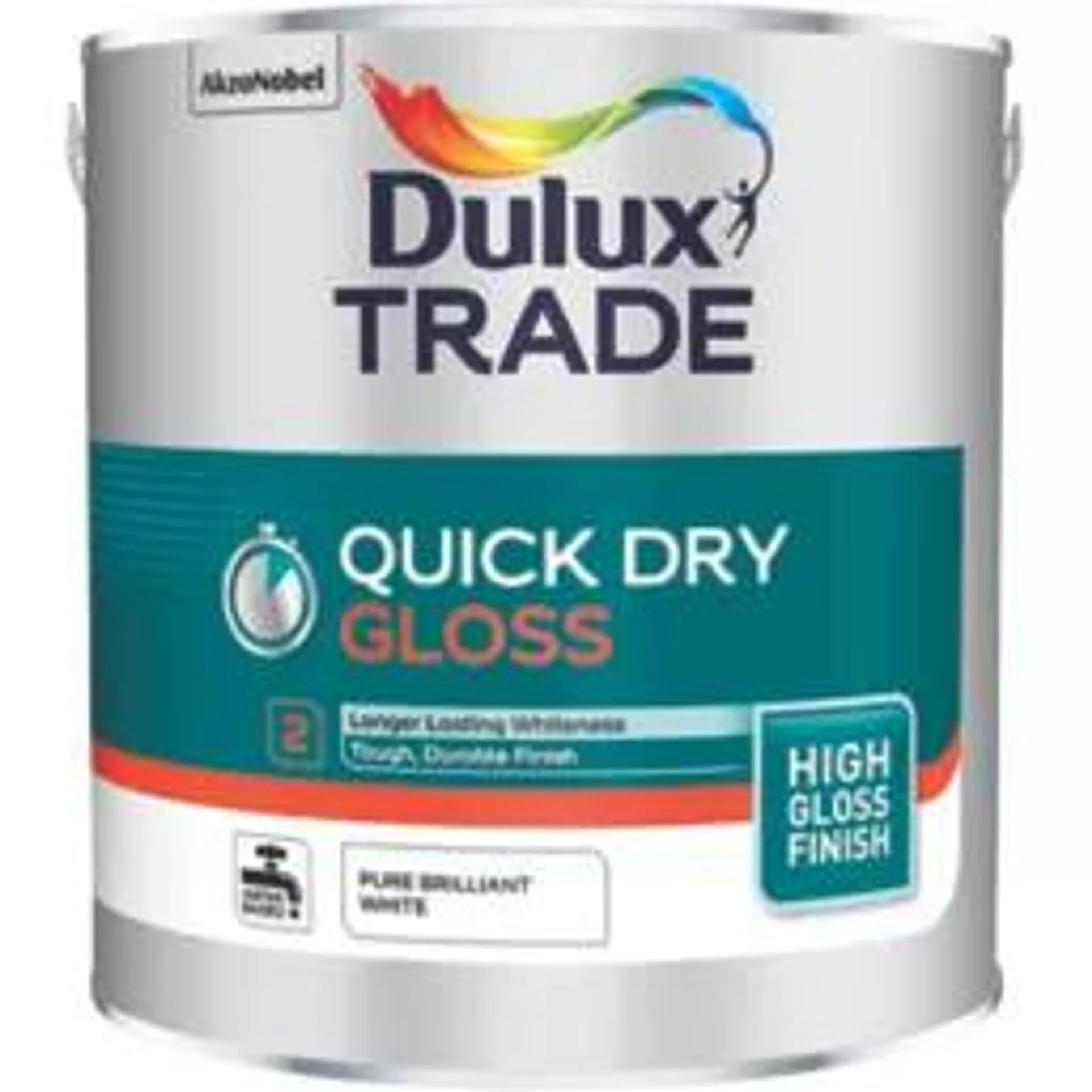 Dulux Trade High Gloss Pure Brilliant White Trim Quick-Dry Paint 2.5Ltr