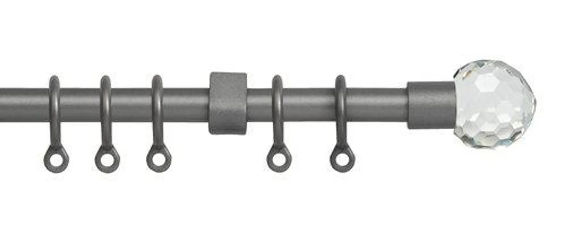Curtain pole BALL 120-210cm grey