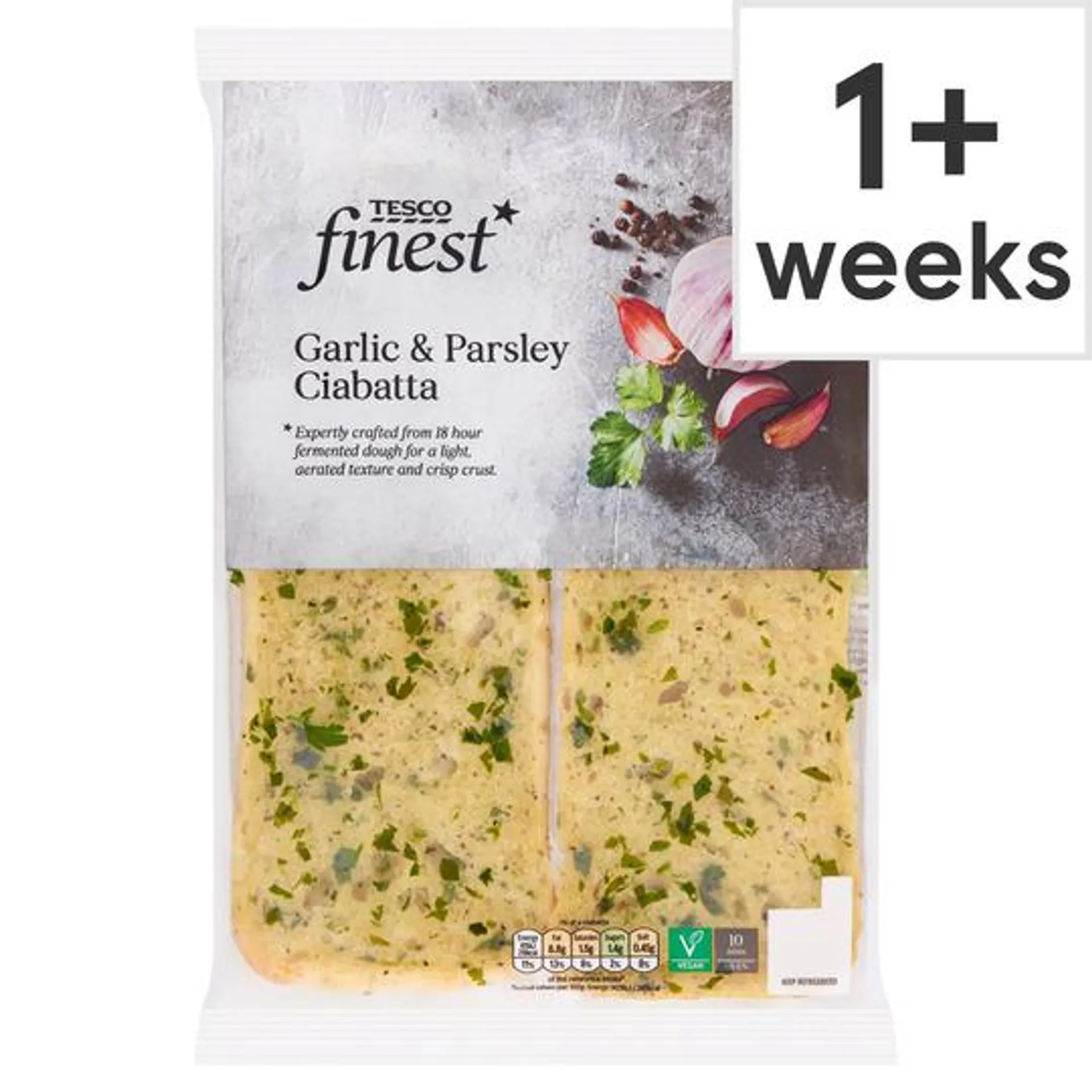 Tesco Finest Garlic & Parsley Ciabatta 255G