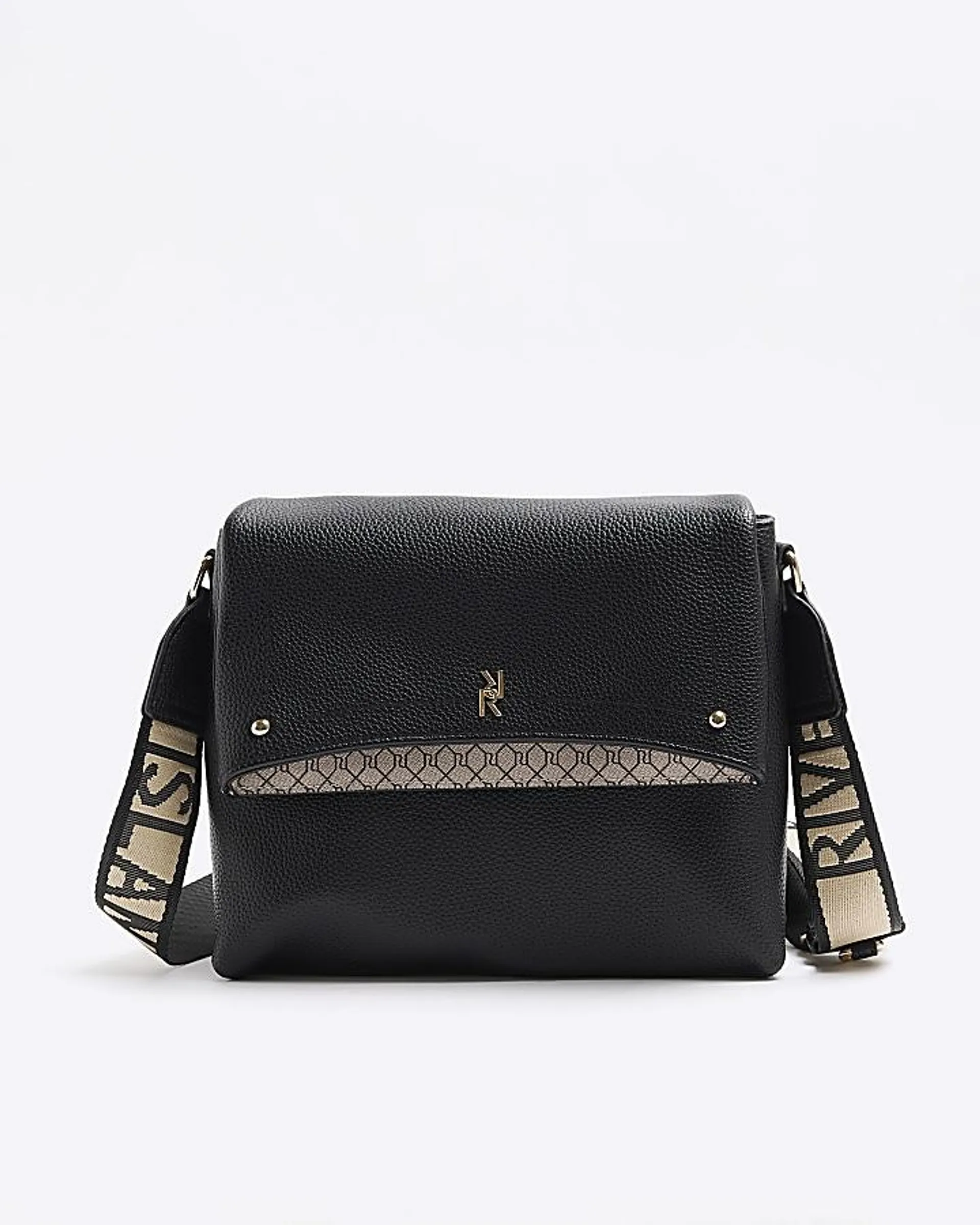 Black Flap Over Messenger Bag