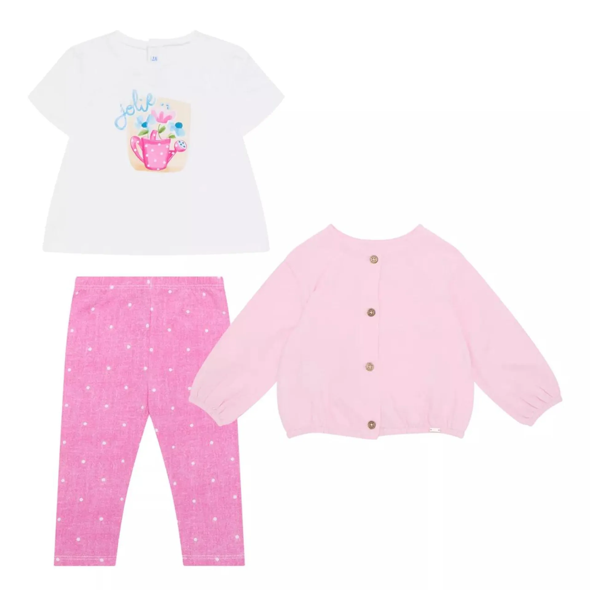 New in MAYORAL Flower T-Shirt, Cardigan & Leggings Three-Piece Set €40.00