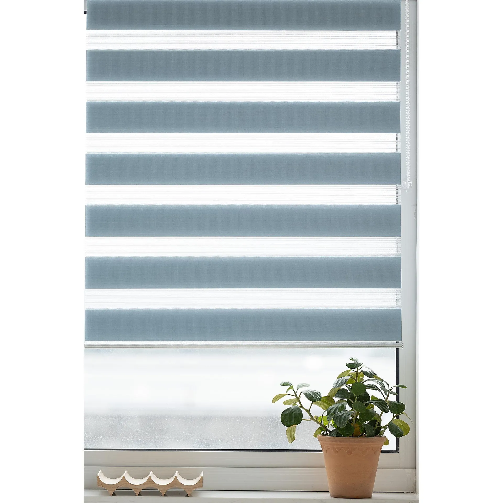 Elin Corded Light blue Striped Day & night Roller Blind (W)120cm (L)180cm