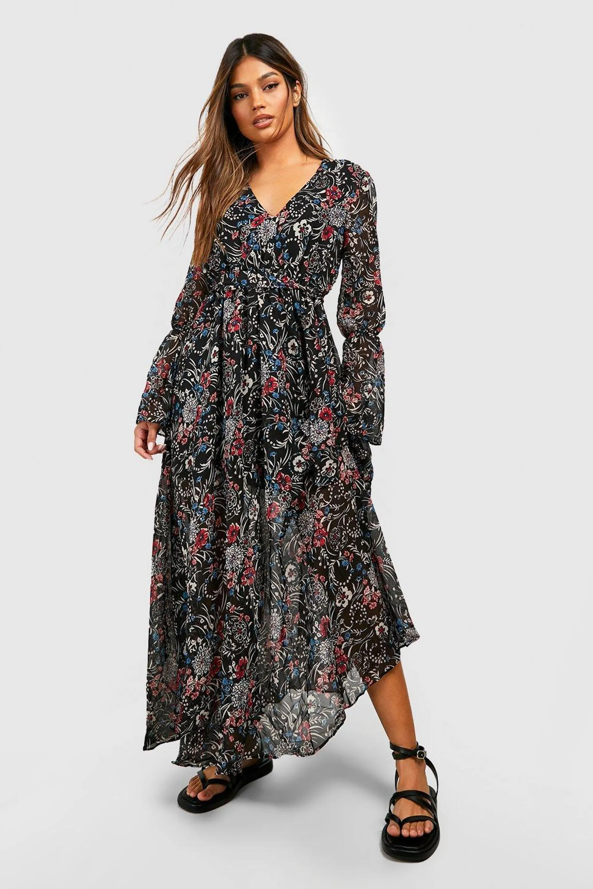 Gabriella Bohemian Tie Detail Maxi Dress