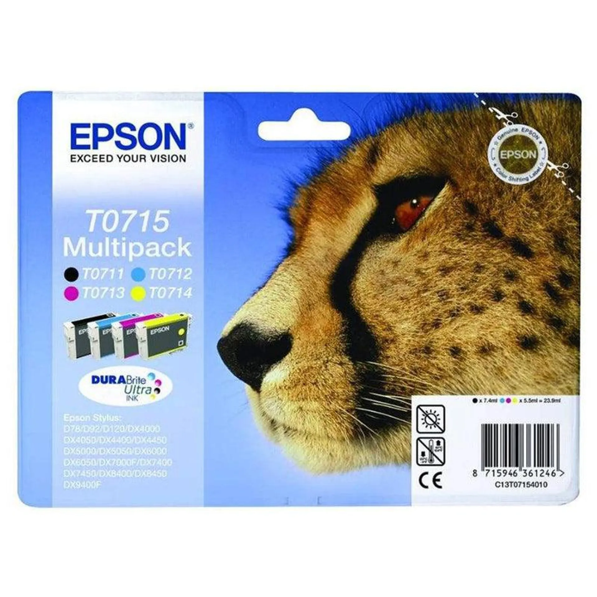 Epson T0715 Multipack DURABrite Ultra Cheetah Ink Cartridge | SEPS0771