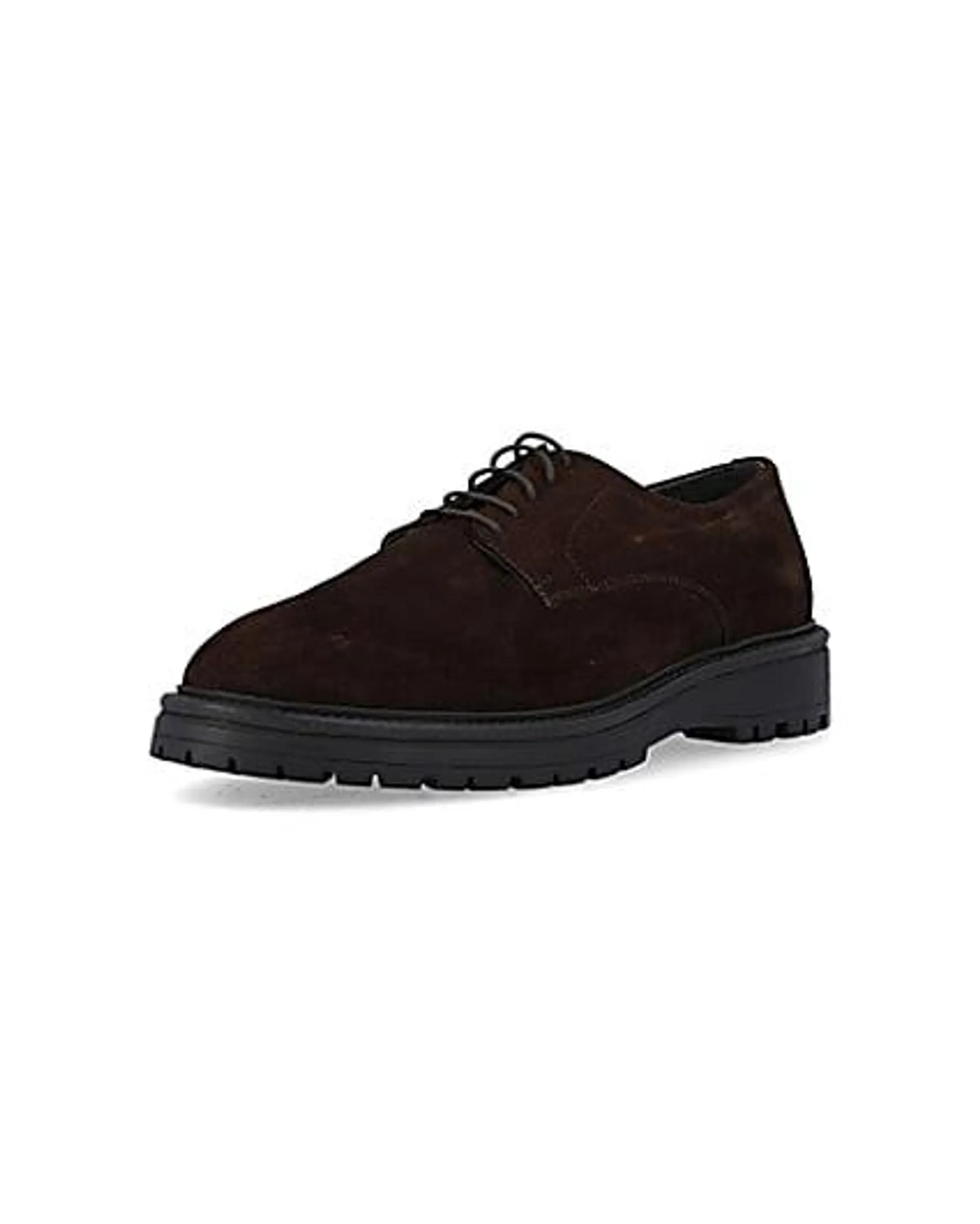 Dark brown suede chunky derby shoes