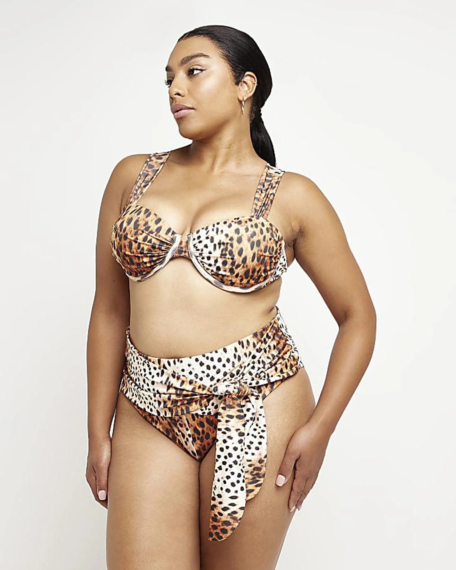 Plus beige animal bikini briefs
