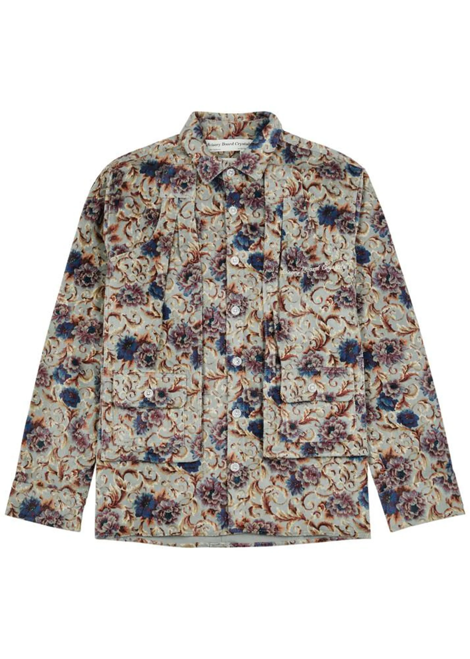 Floral-jacquard chenille shirt