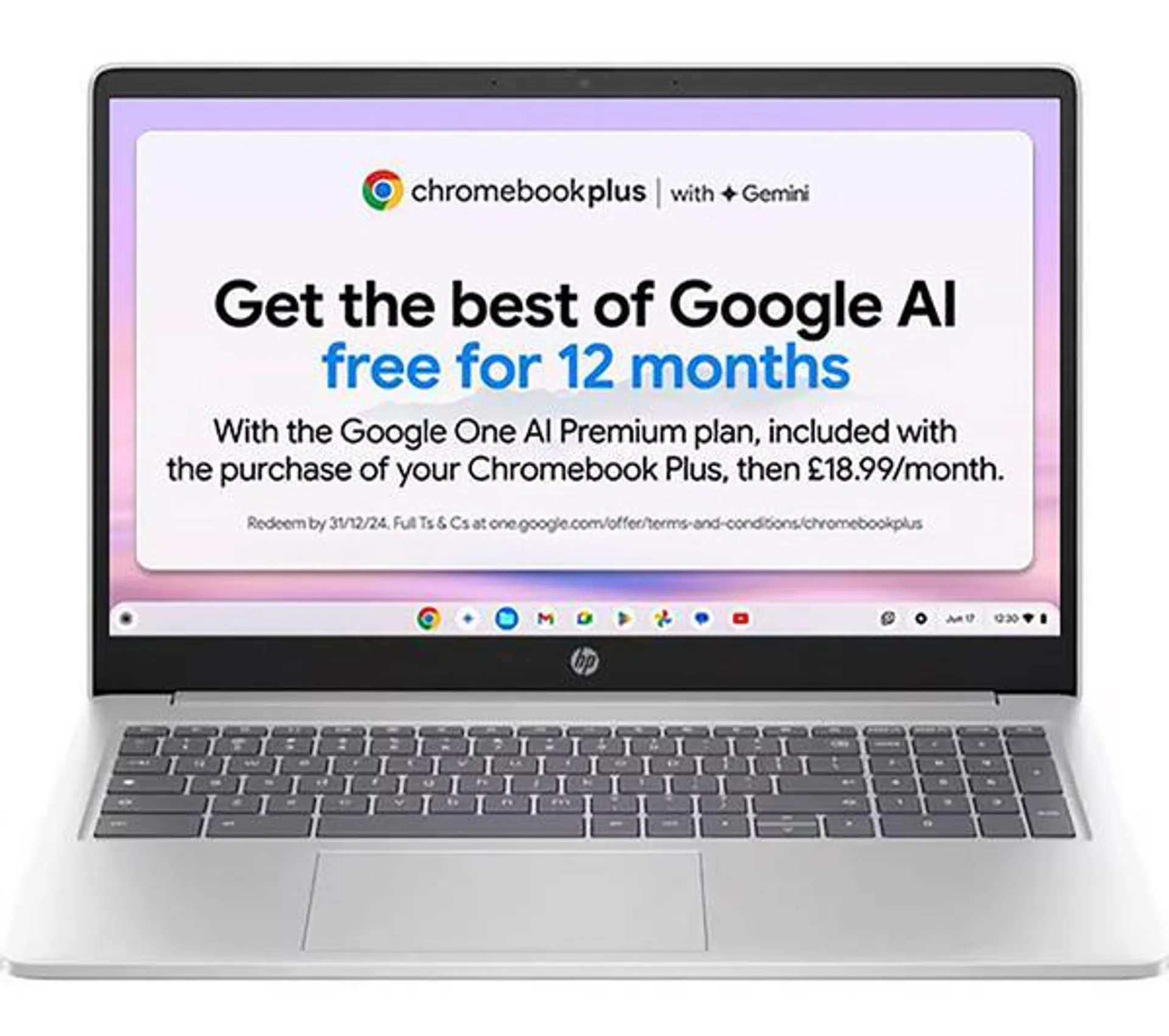 HP 15a-nb0502sa 15.6" Chromebook Plus - Intel® Core™ i3, 128 GB SSD, Silver