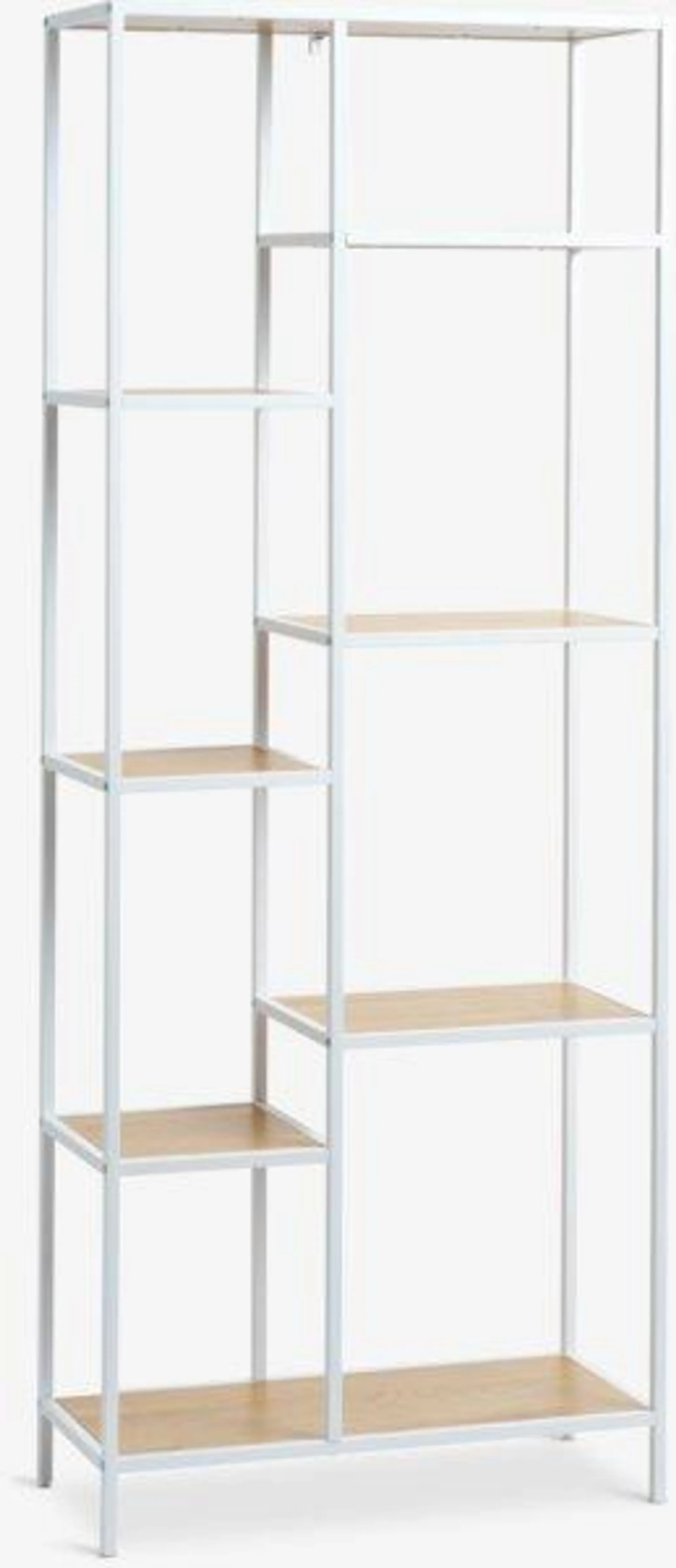 Shelving unit TRAPPEDAL 7 shelves oak color/white