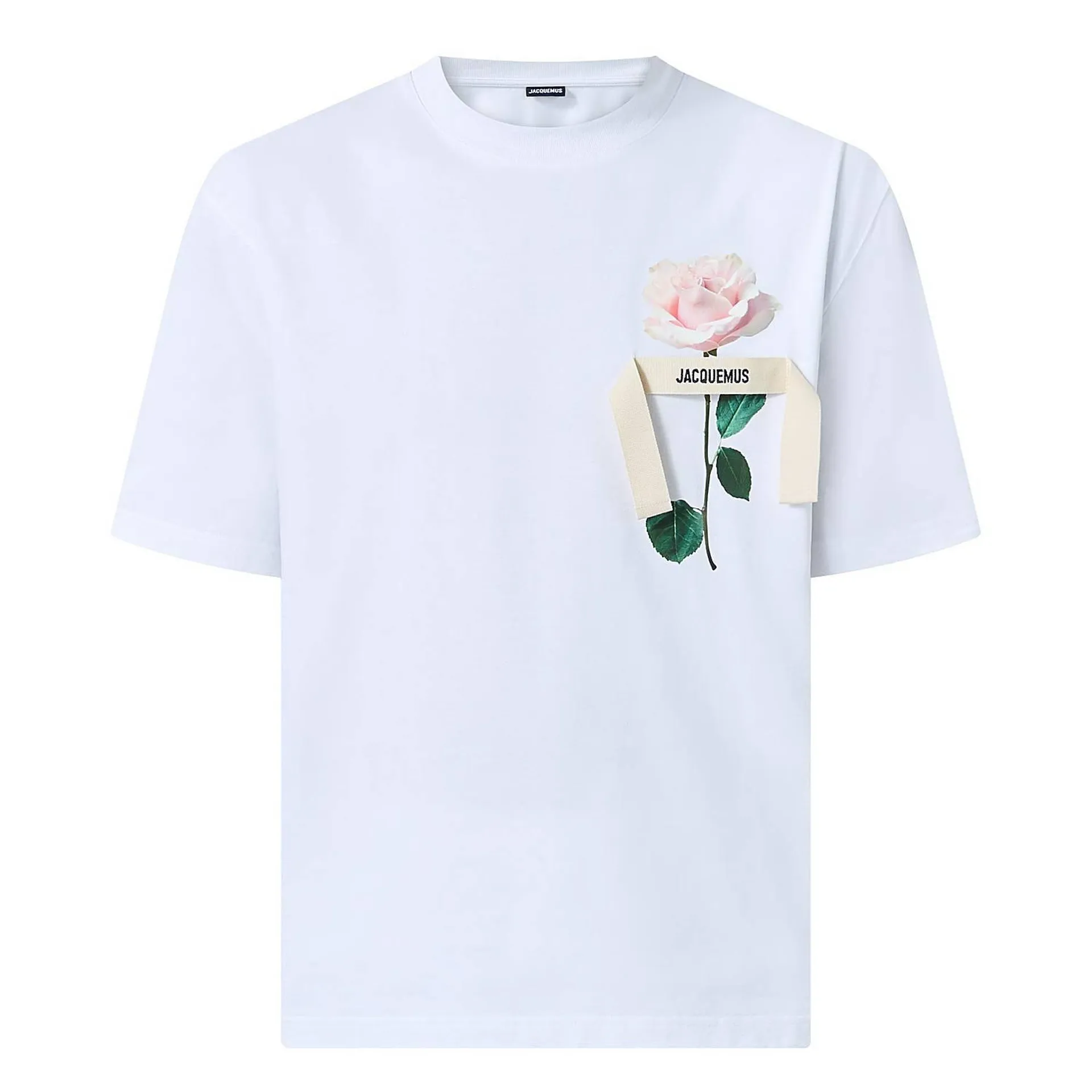 Short-Sleeve Rose Print Cotton T-Shirt
