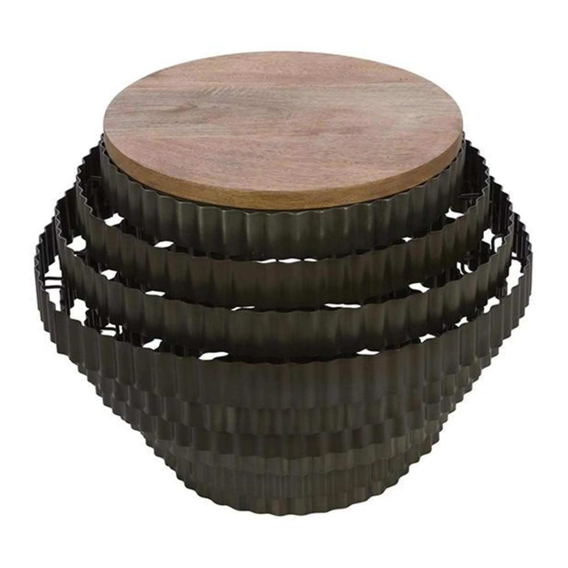 Explorer Wooden Top Corrugated Metal Side Table