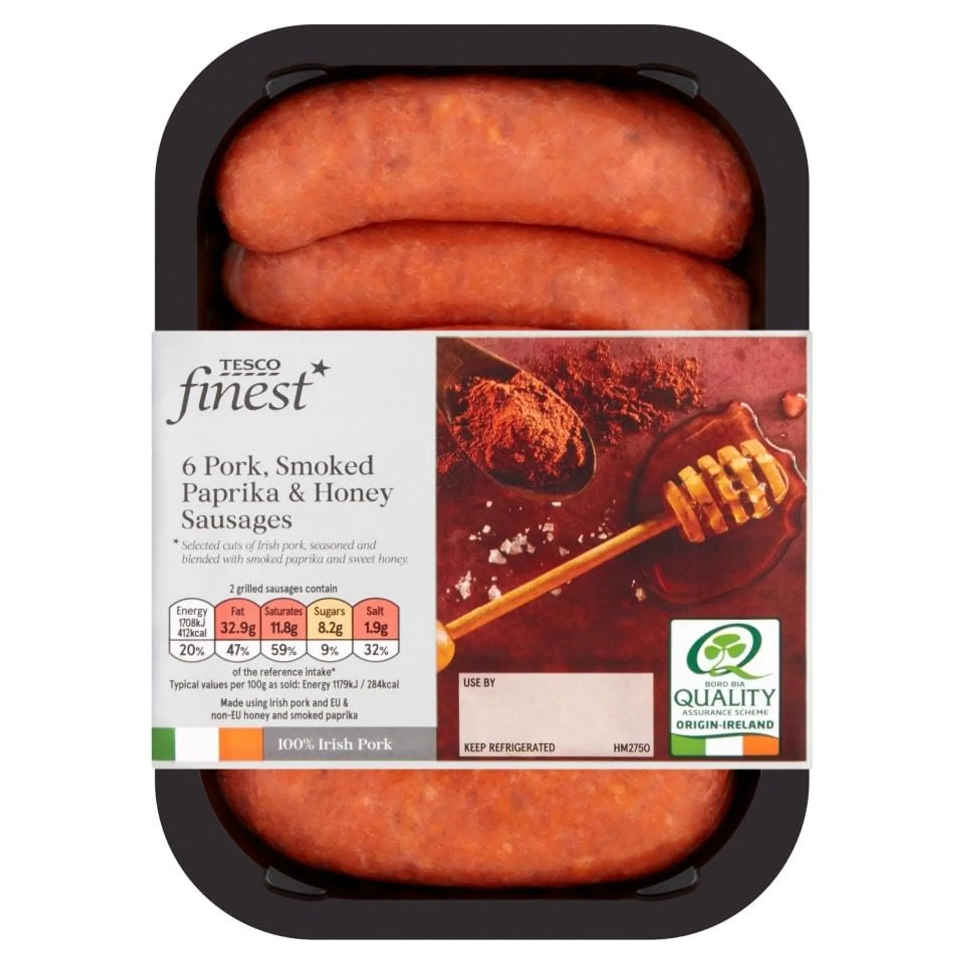 Tesco Finest* 6 Irish Smoked Paprika And Honey Sausages 454G