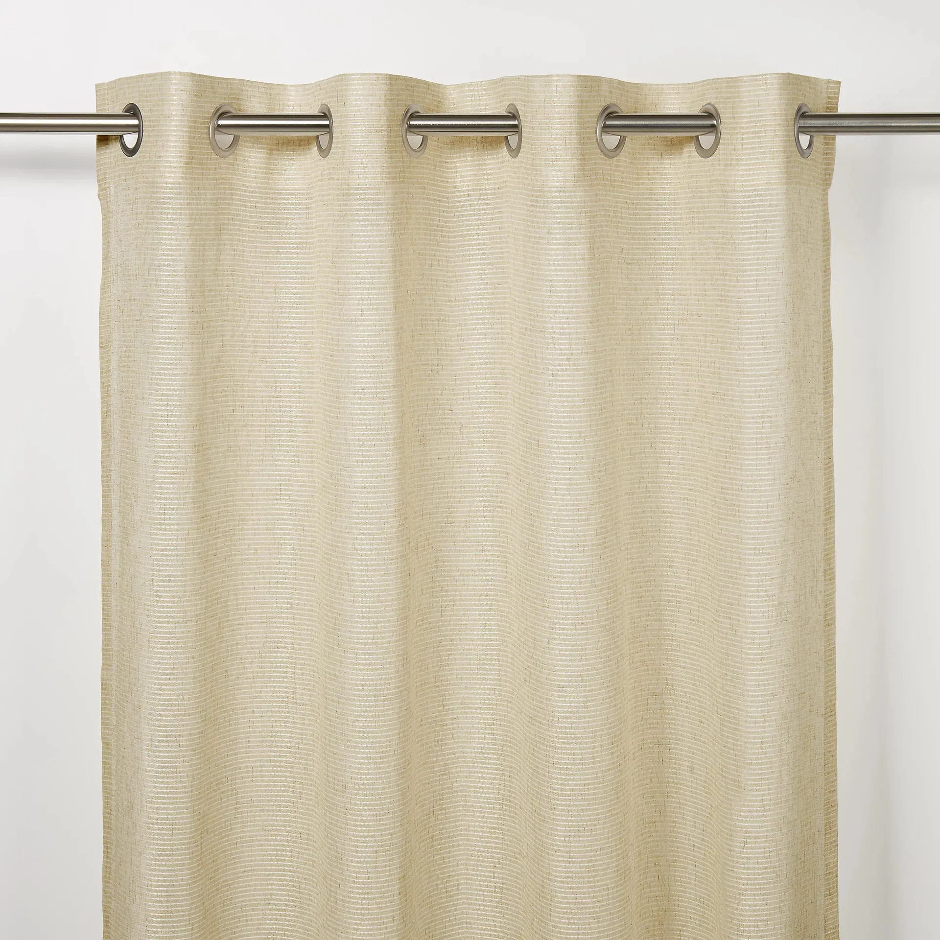 Fola Beige Horizontal stripe Unlined Eyelet Voile curtain (W)140cm (L)260cm, Single