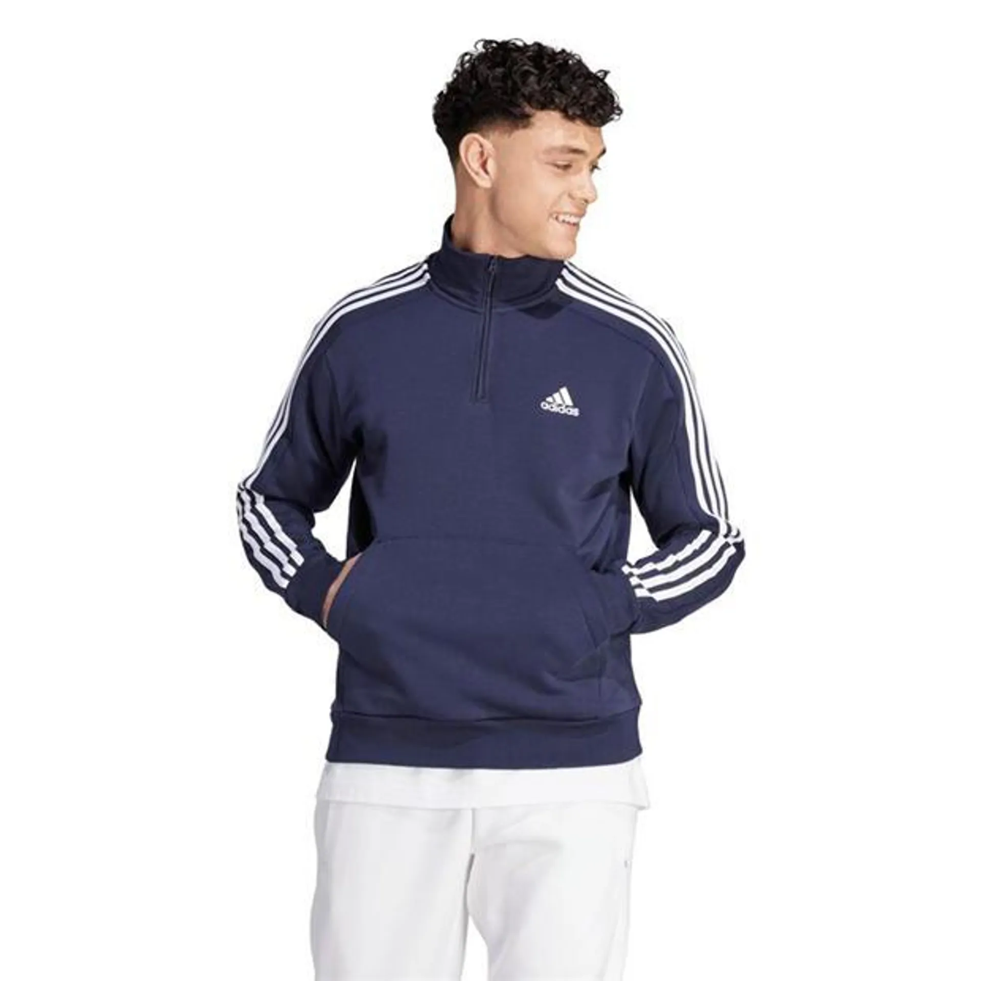 adidas 3 Stripe Zip Top Mens