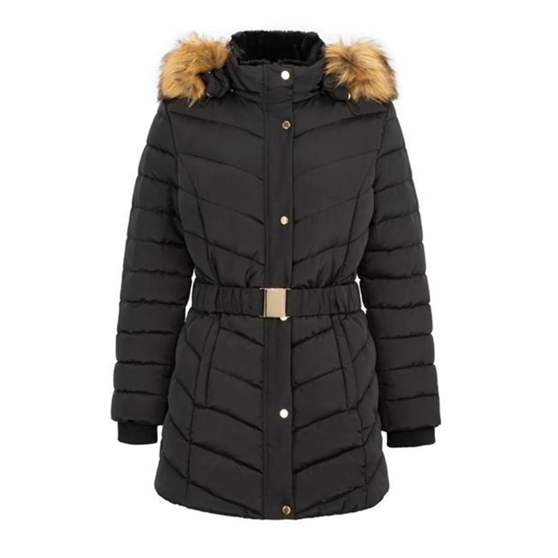 Belt Bubble Jacket Womens