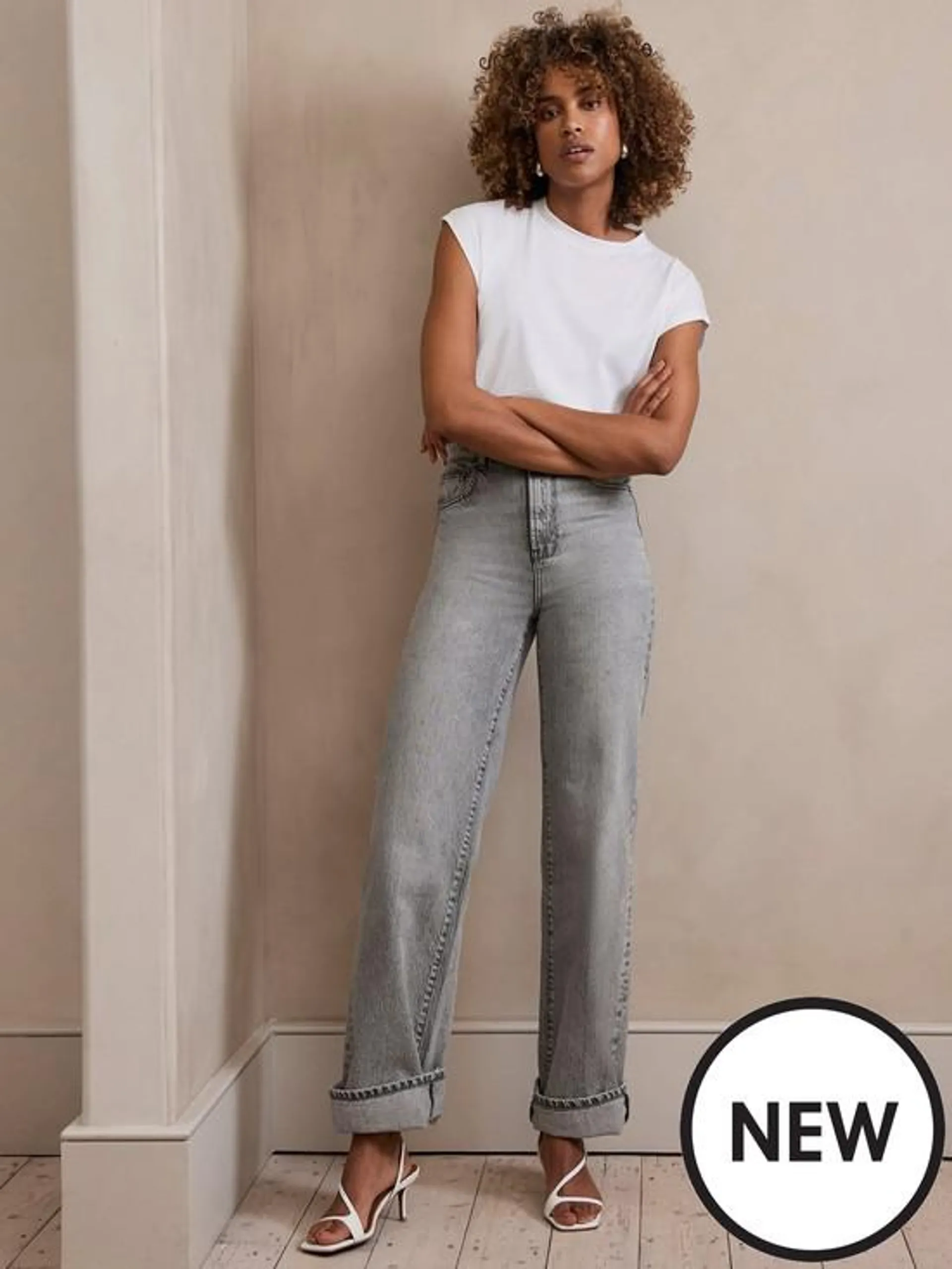 Mint Velvet Grey Workable Wide Jeans