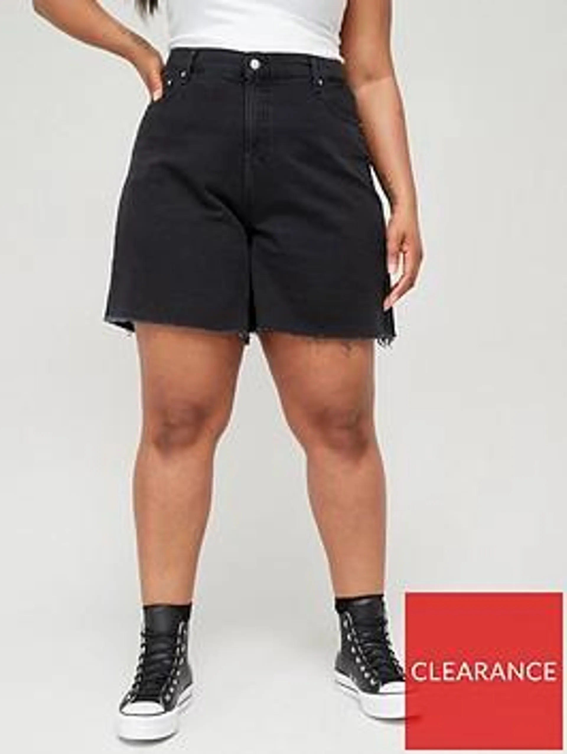 Plus Bermuda Mom Shorts - Black