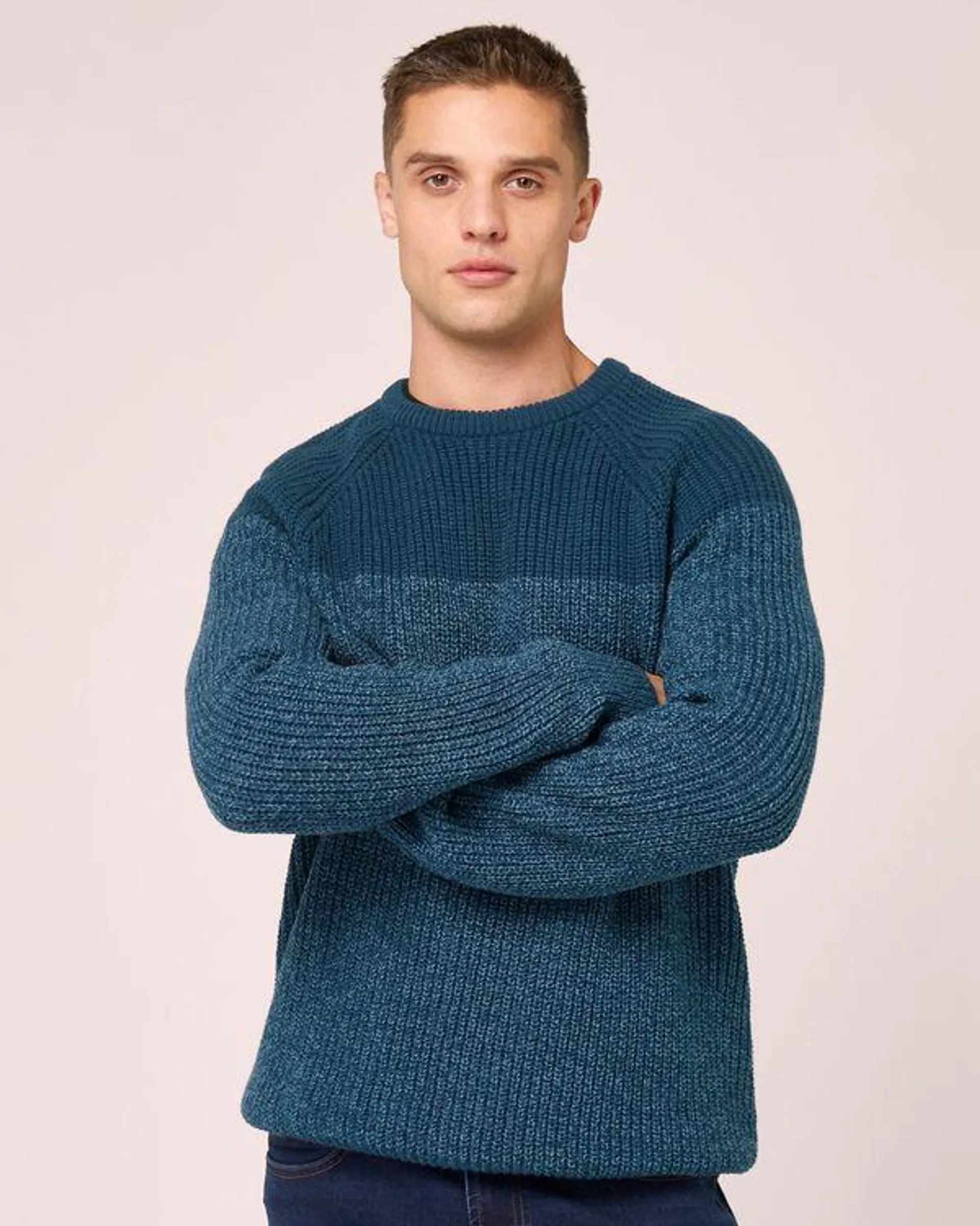 Ribbed Knit Crew Neck Jumper