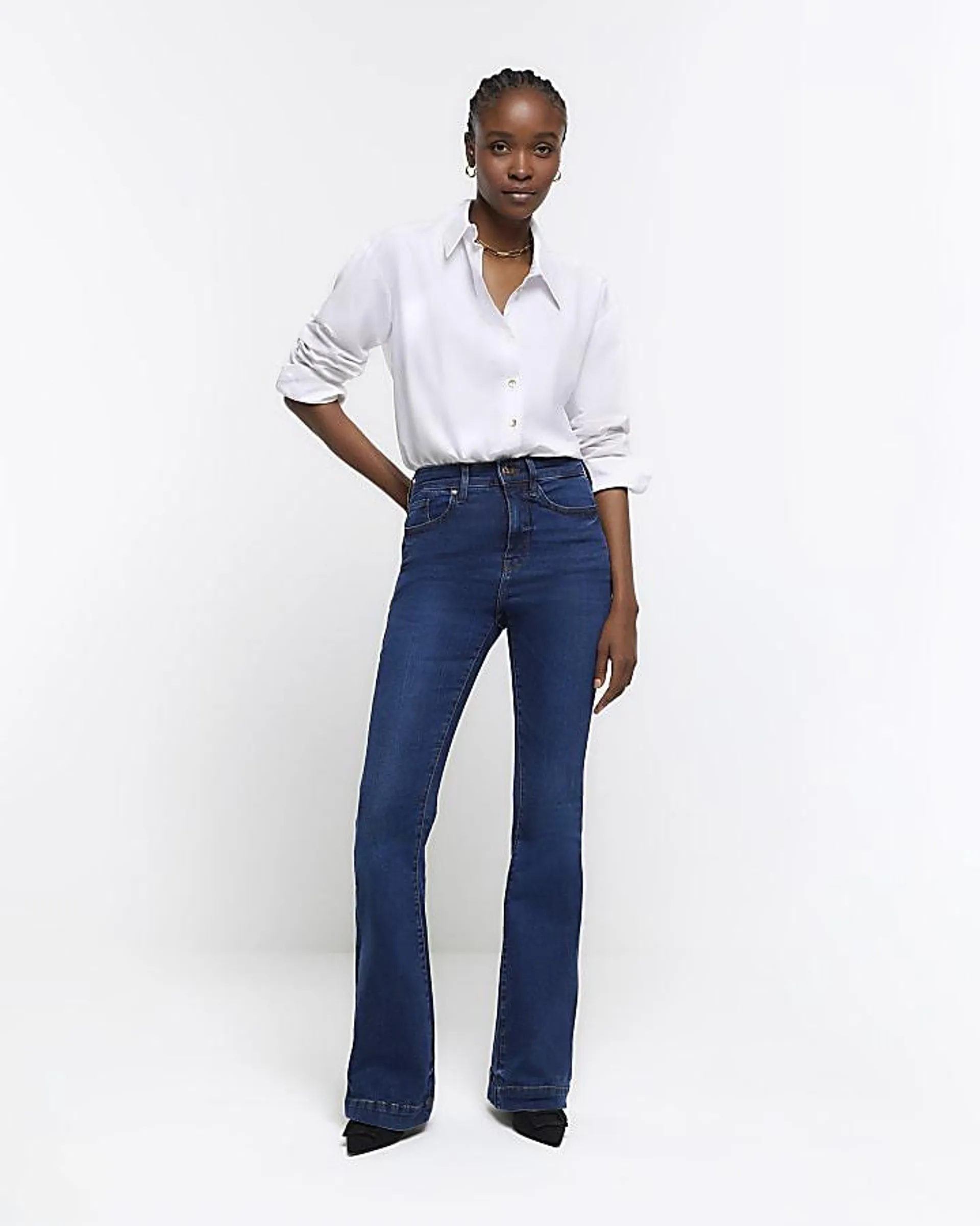 Blue high waist flare jeans