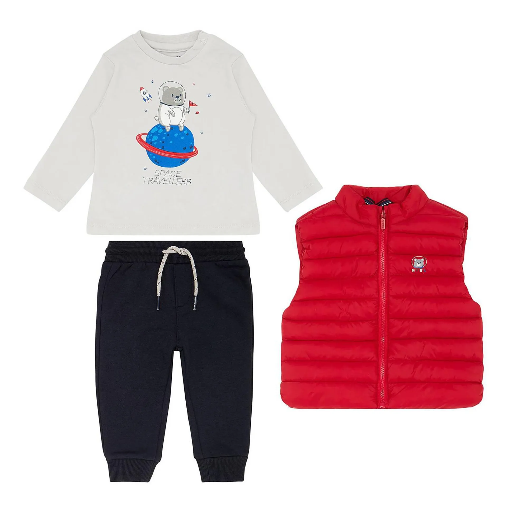 Three-Piece T-Shirt, Gilet & Sweatpants Set