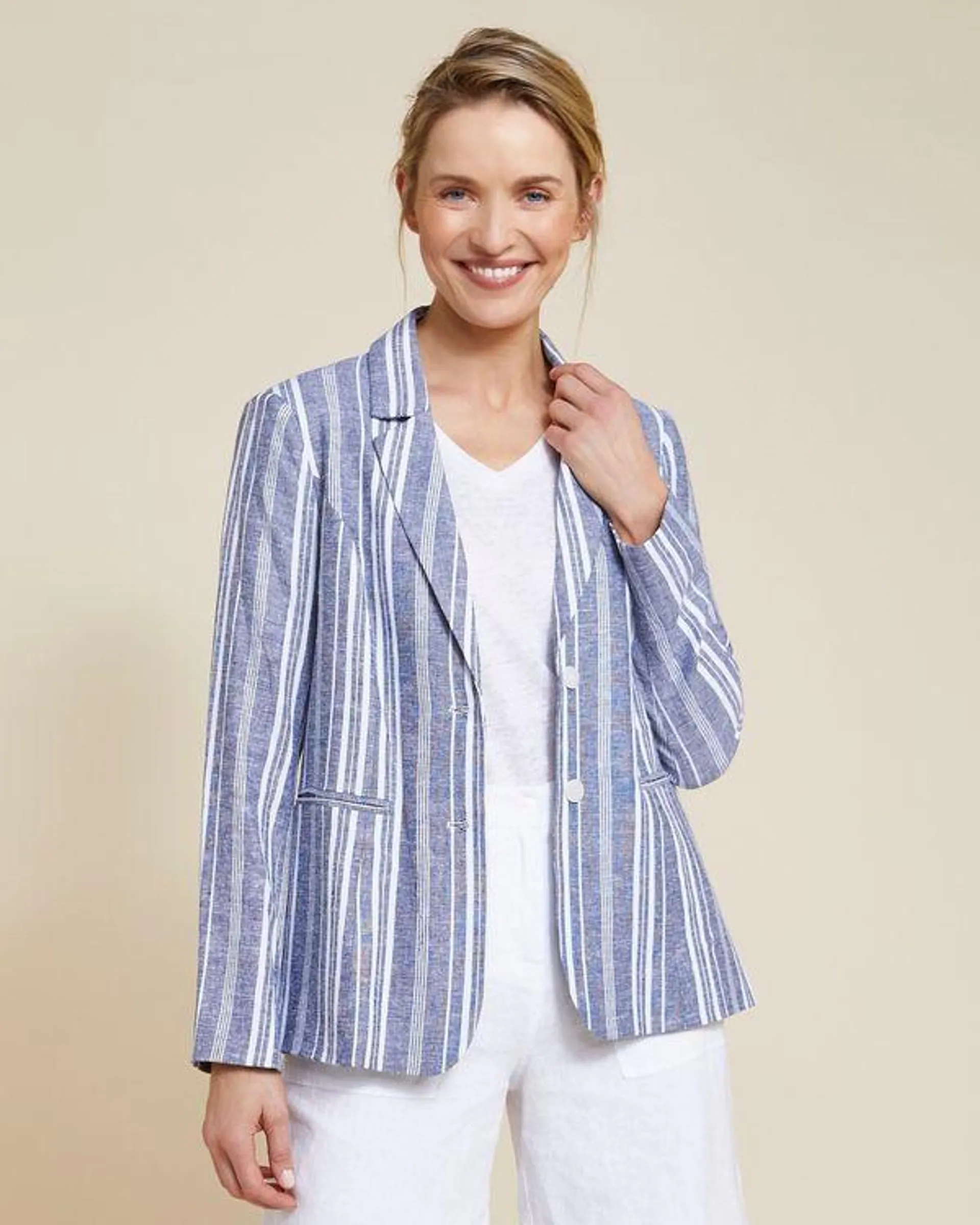 Paul Costelloe Living Studio Stripe Linen Blazer