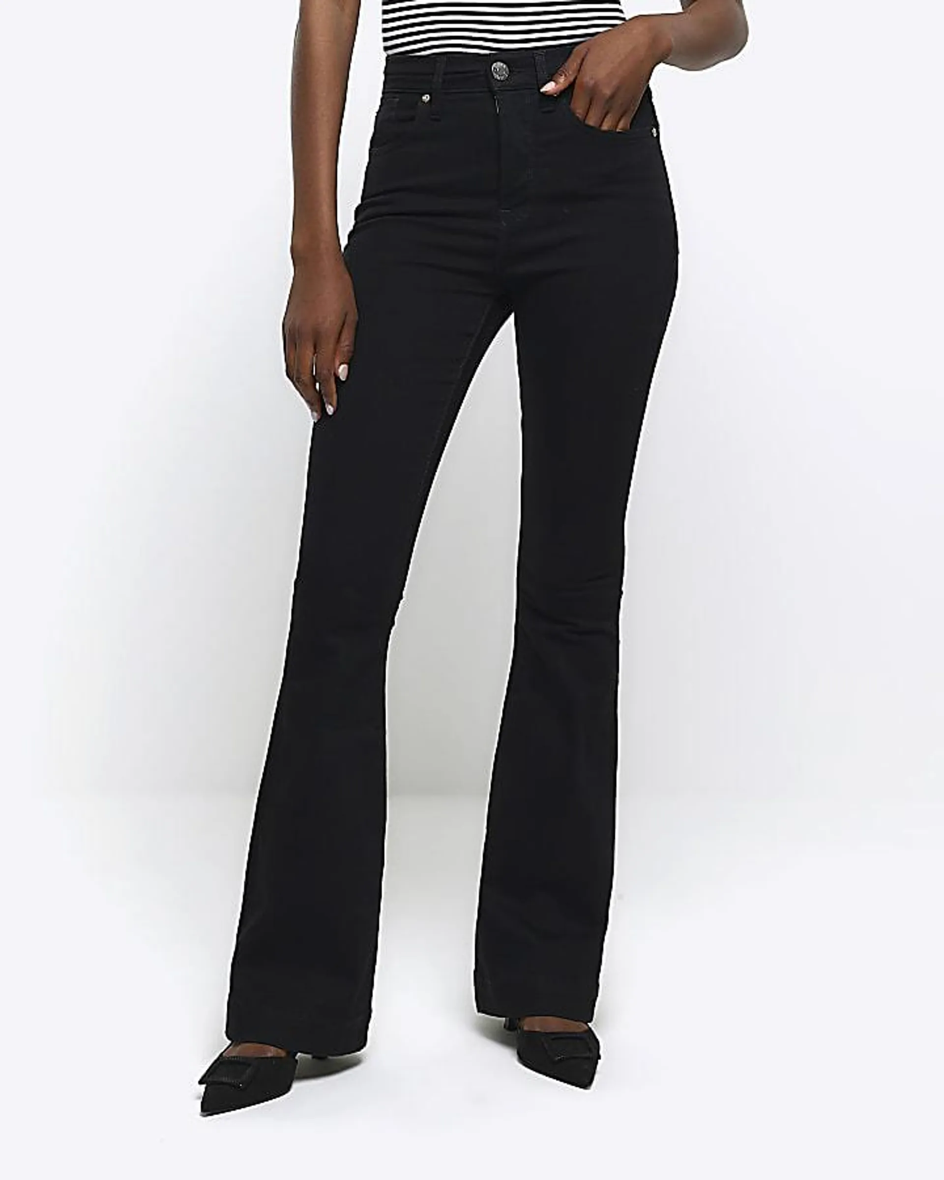 Black Tummy Tech Flare Jeans