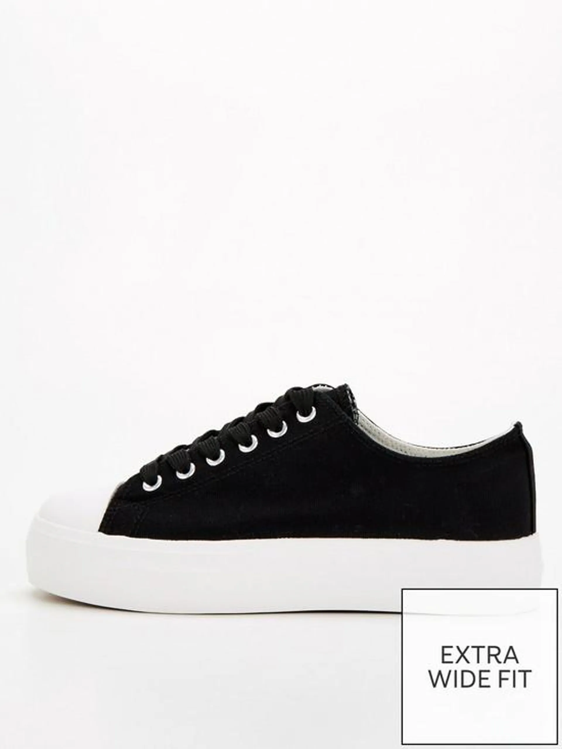 Extra Wide Fit Canvas Lace Up Trainer