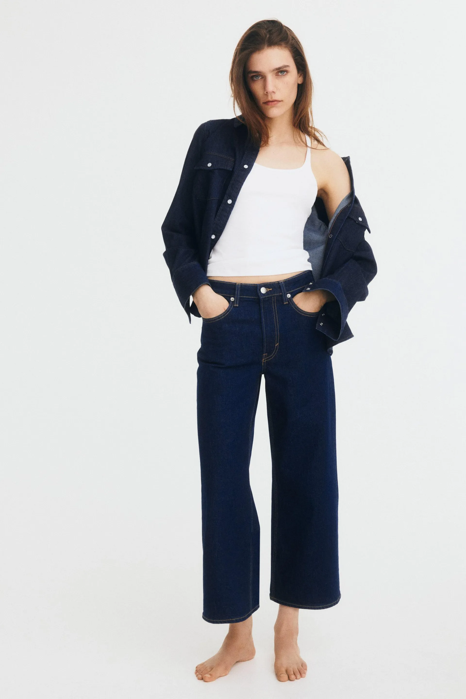Wide High Cropped Jeans