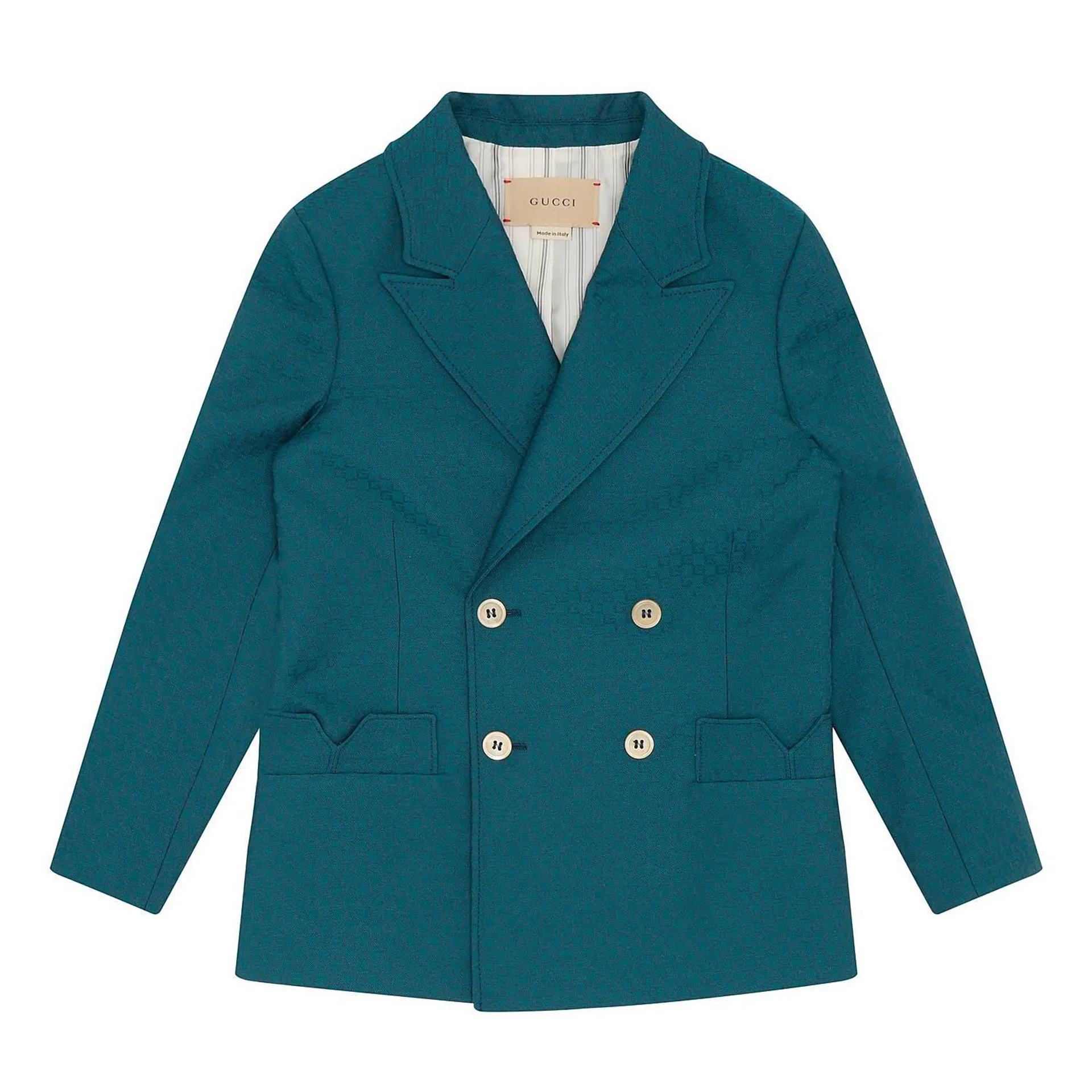 Double-Breasted Logo Motif Blazer