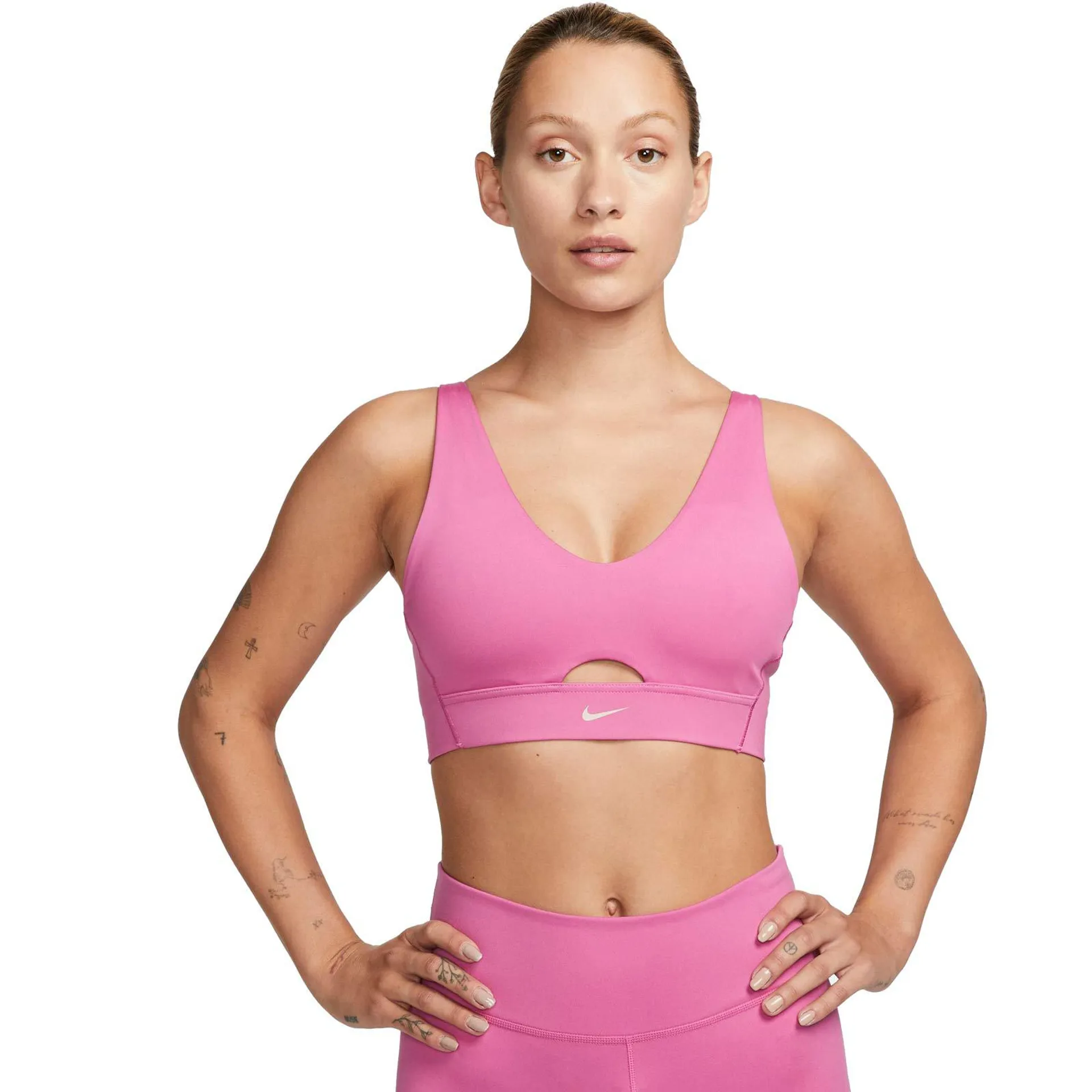 NIKE INDY PLUNGE CUTOUT WOMENS MEDIUM-SUPPORT PADDED SPORTS BRA