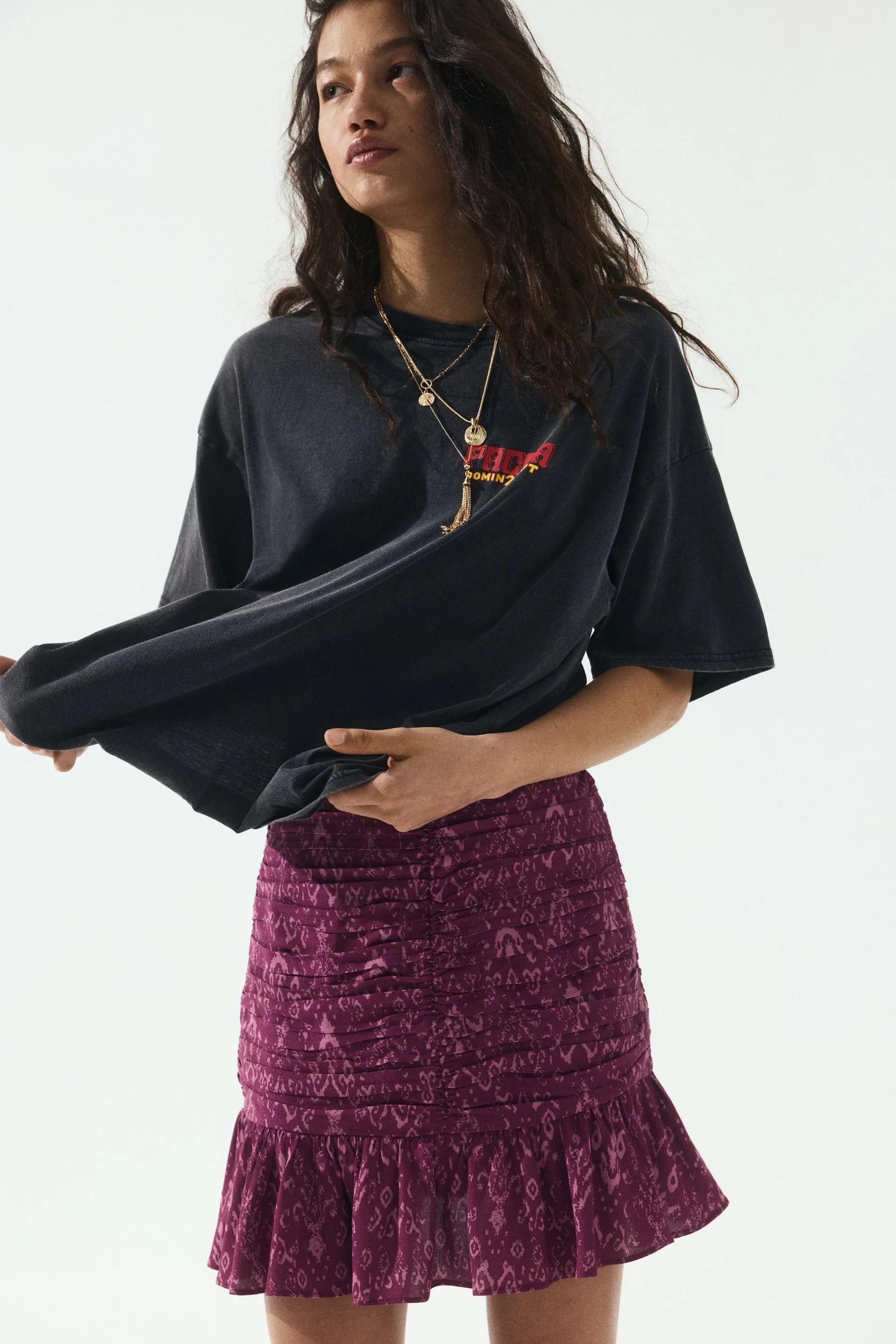 Gathered mini skirt