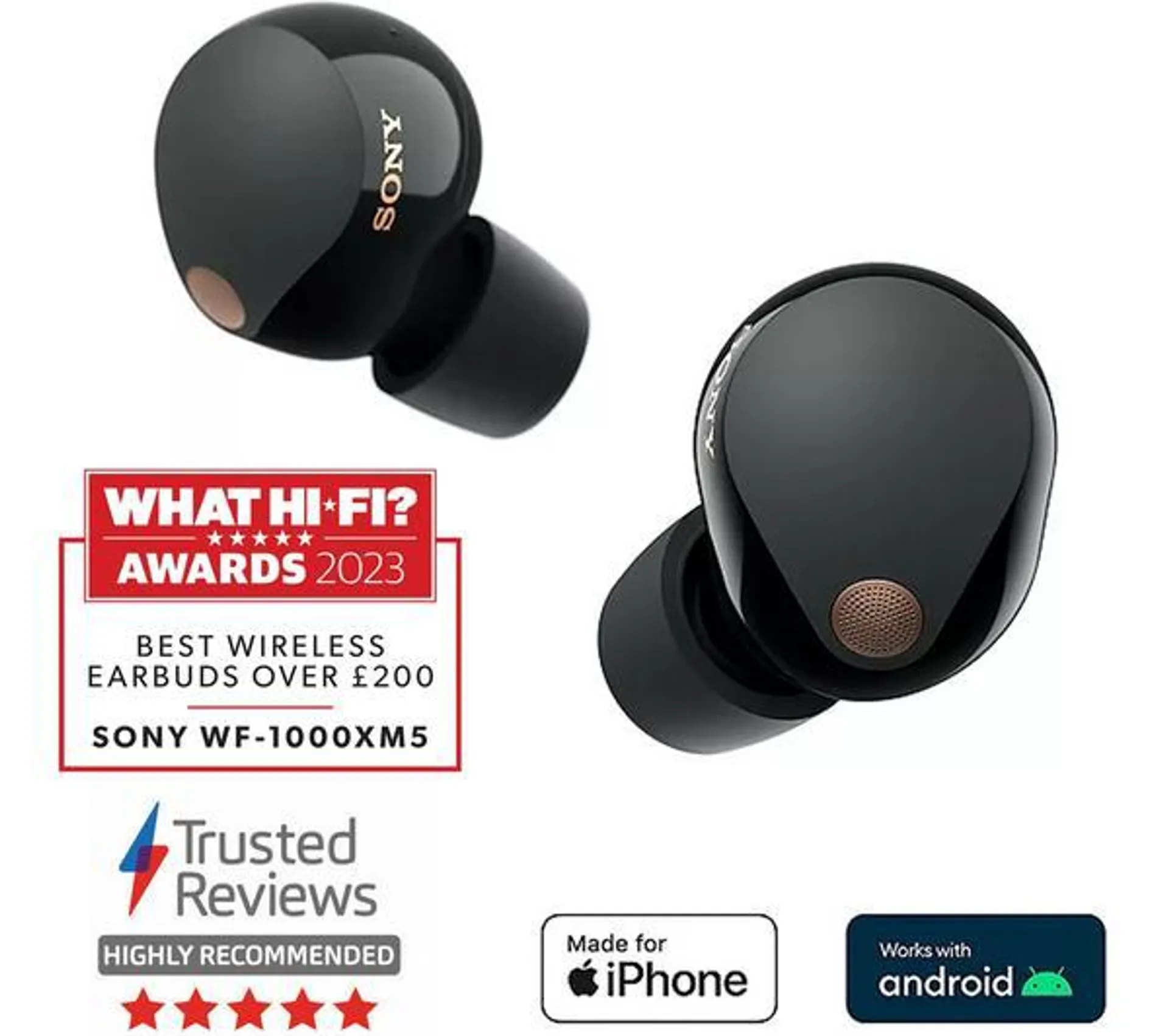 SONY WF-1000XM5 Wireless Bluetooth Noise-Cancelling Earbuds - Black