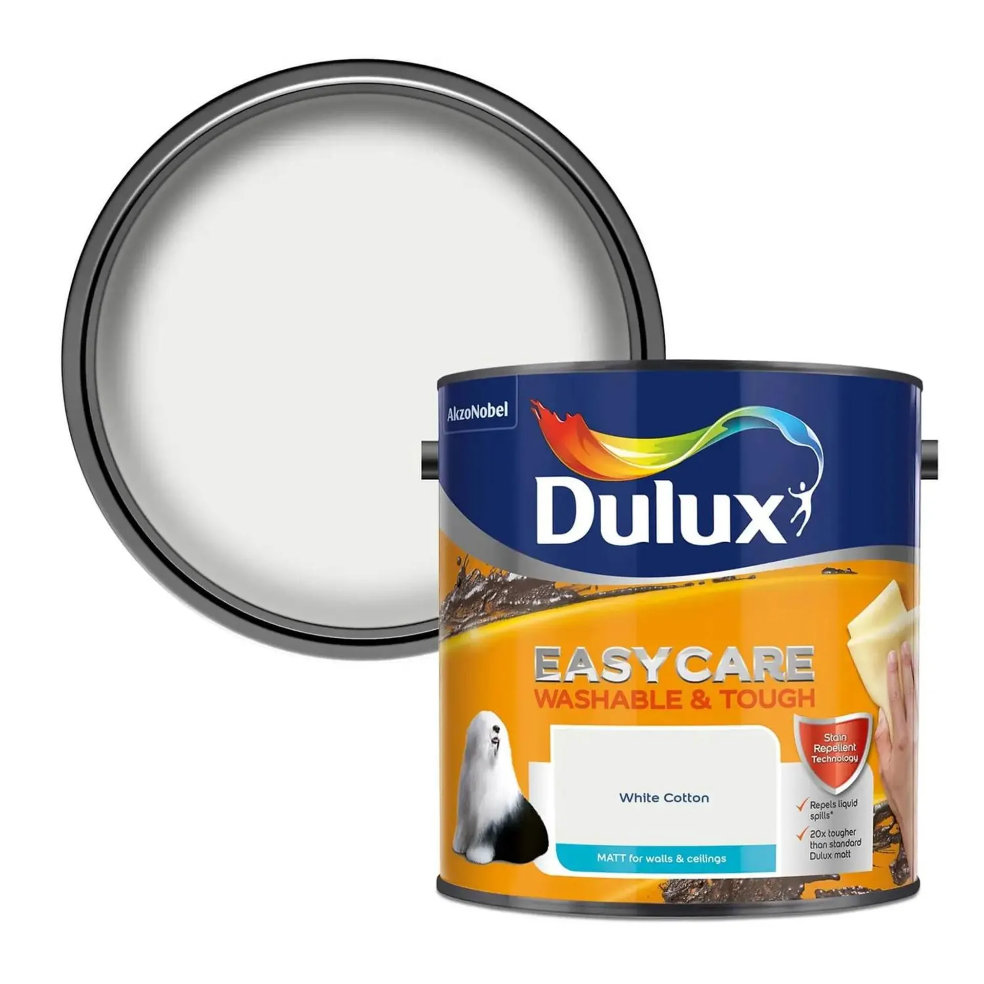Dulux Easycare Washable & Tough Matt Paint White Cotton - 2.5L