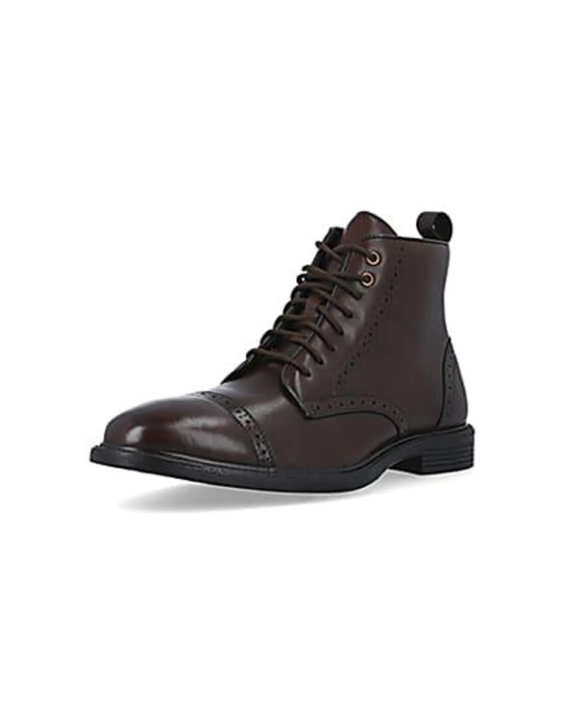 Brown leather brogue boots