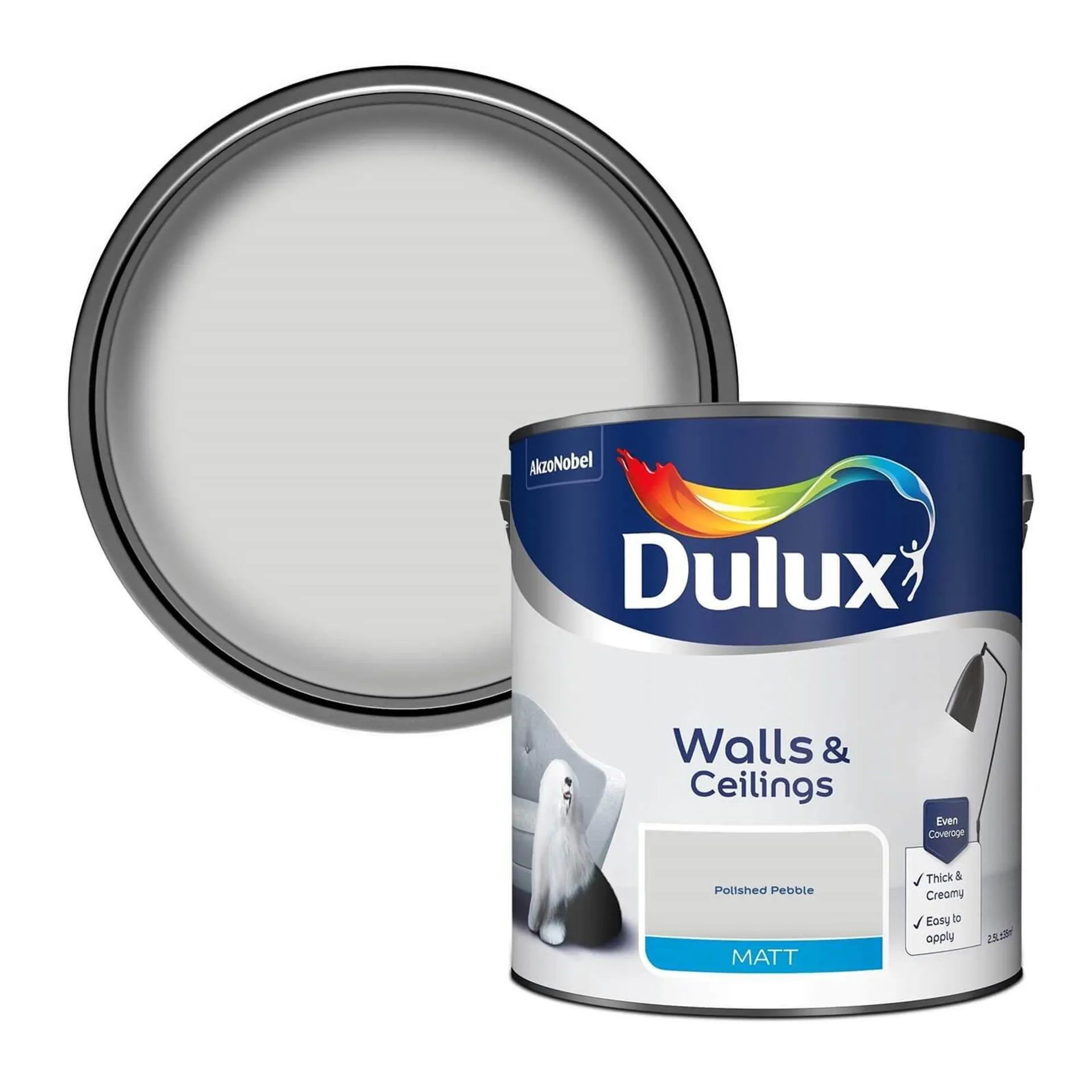 Dulux Matt Emulsion Paint Polished Pebble - 2.5L