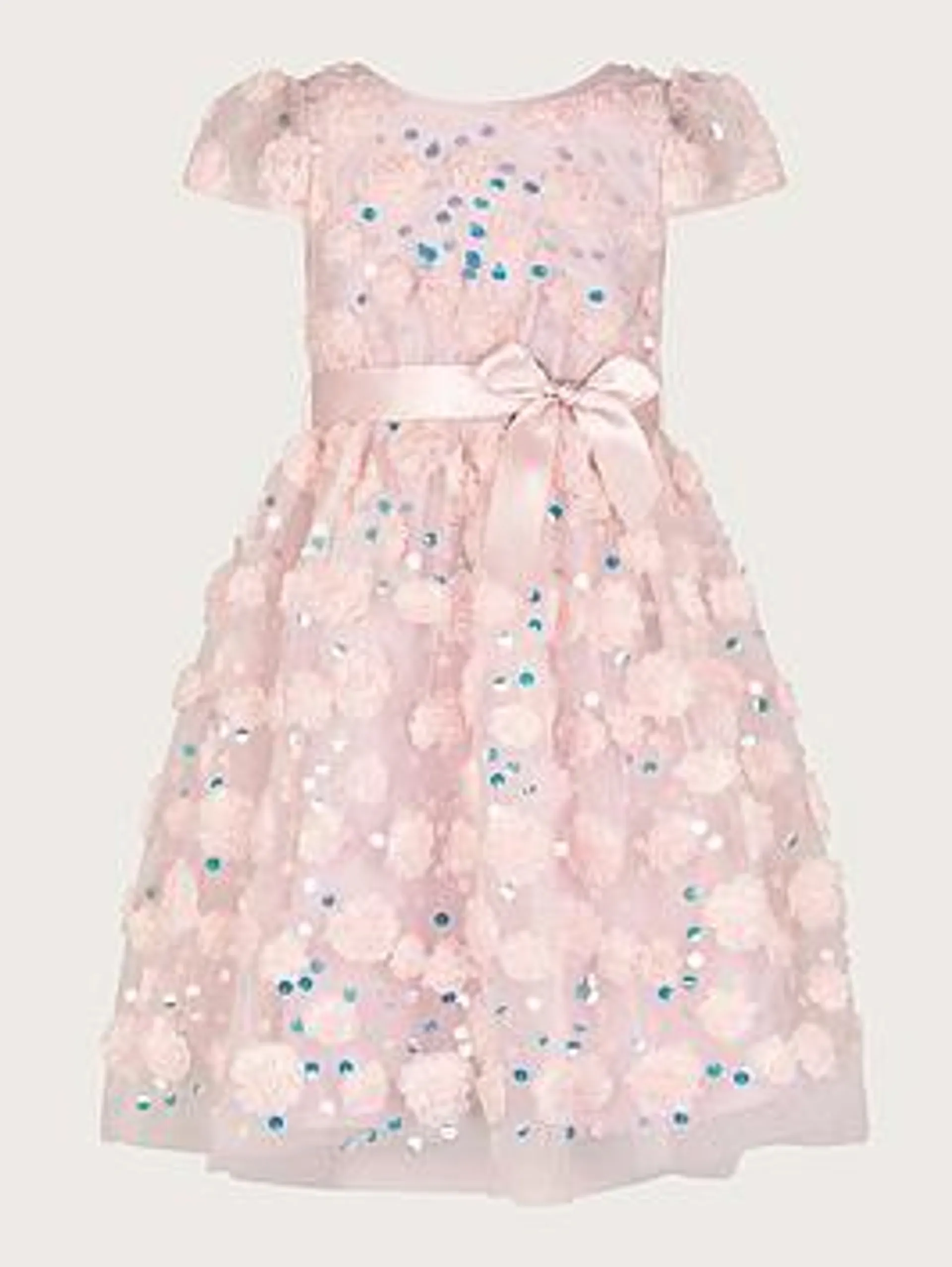 Girls Cindy Sequin Rosette Dress - Pink