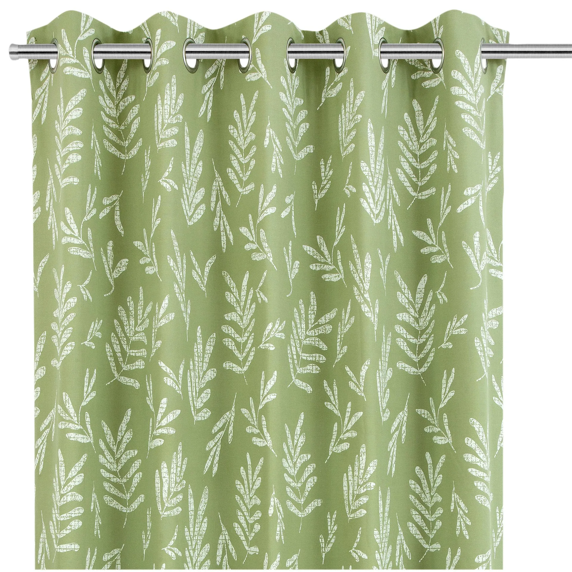 Nedin Light green Printed leaves Lined Eyelet Curtain (W)167cm (L)228cm, Pair