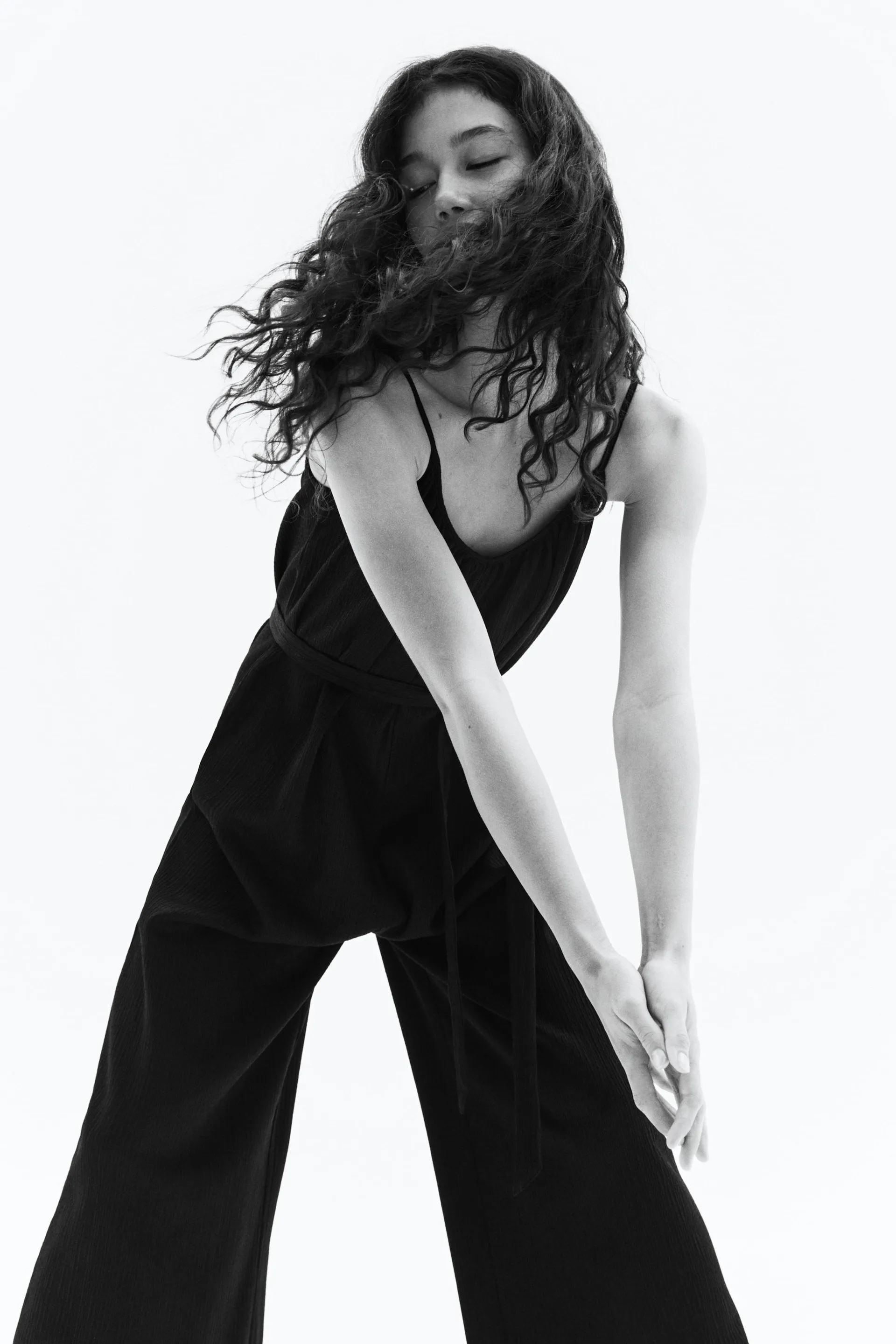 Tie-belt jumpsuit