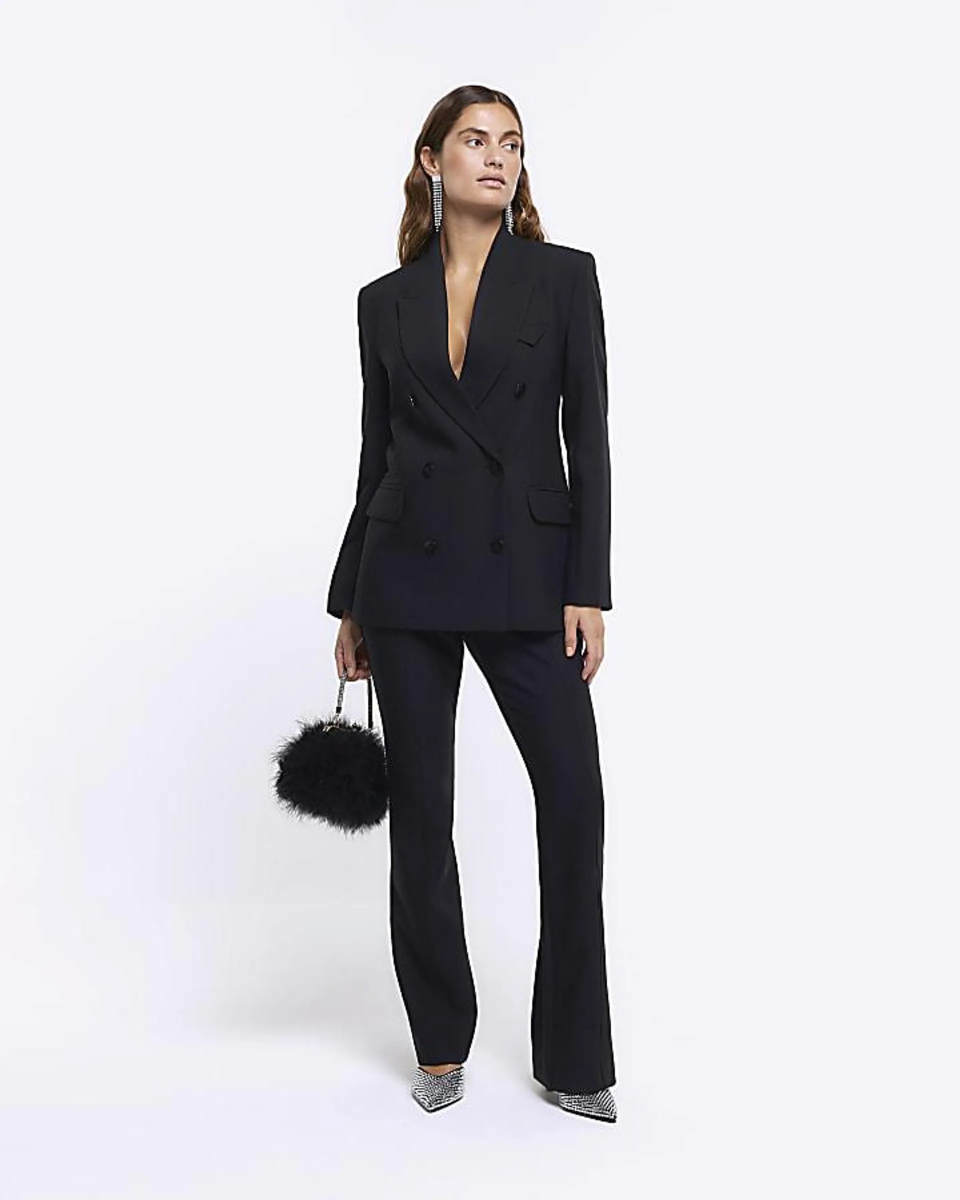 Black RI Studio straight leg smart trousers